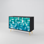 TURQUOISE RECTANGLES 2-Door Sideboard in Black Finish
