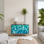 TURQUOISE RECTANGLES 2-Door Sideboard in Black Finish