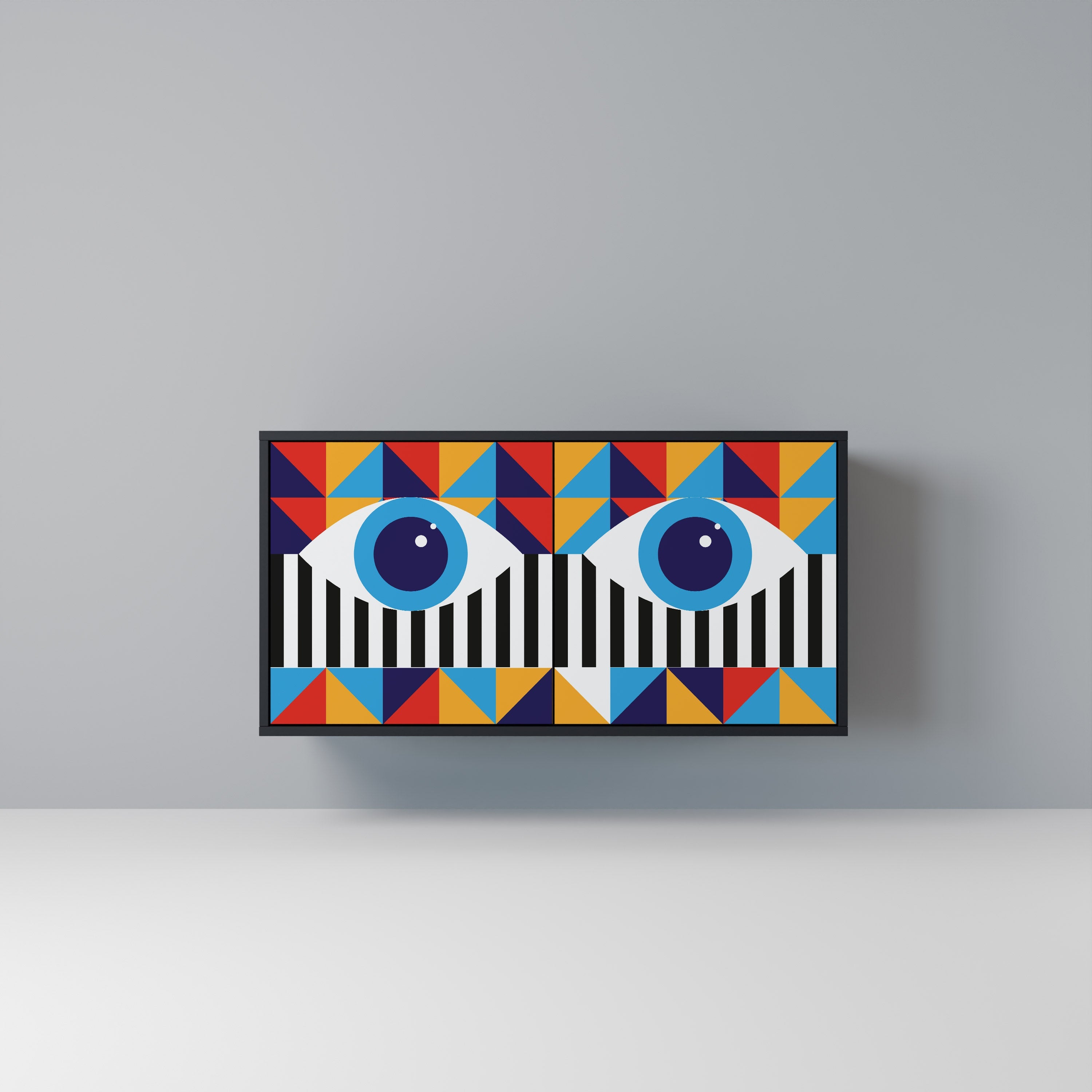 ABSTRACTION AND GEOMETRY Aparador de 2 Portas em Acabamento Preto