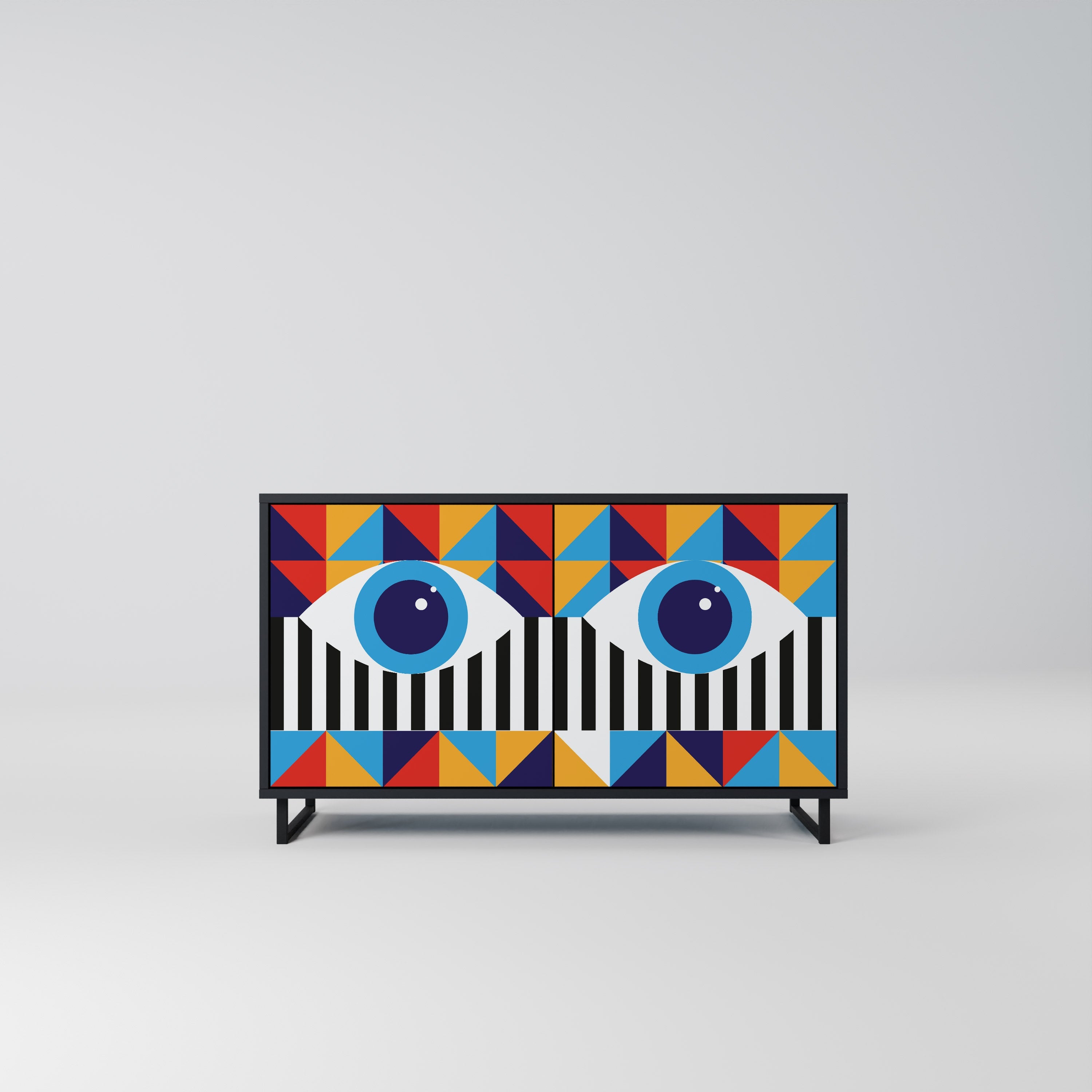 ABSTRACTION AND GEOMETRY Aparador de 2 Portas em Acabamento Preto