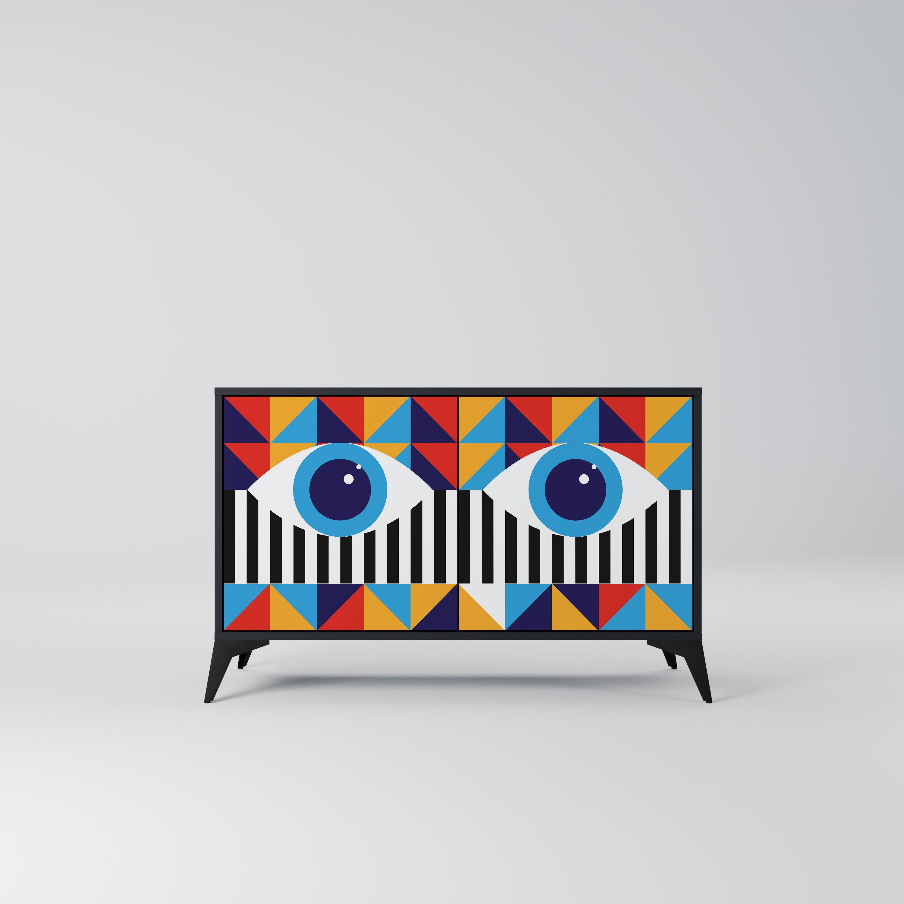 ABSTRACTION AND GEOMETRY Aparador de 2 Portas em Acabamento Preto