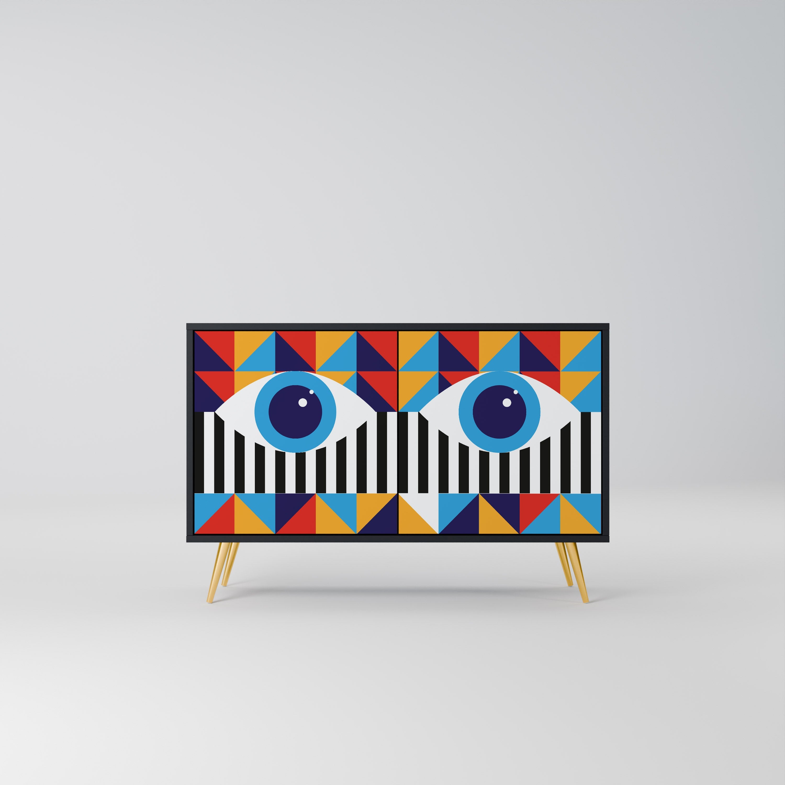 ABSTRACTION AND GEOMETRY Aparador de 2 Portas em Acabamento Preto