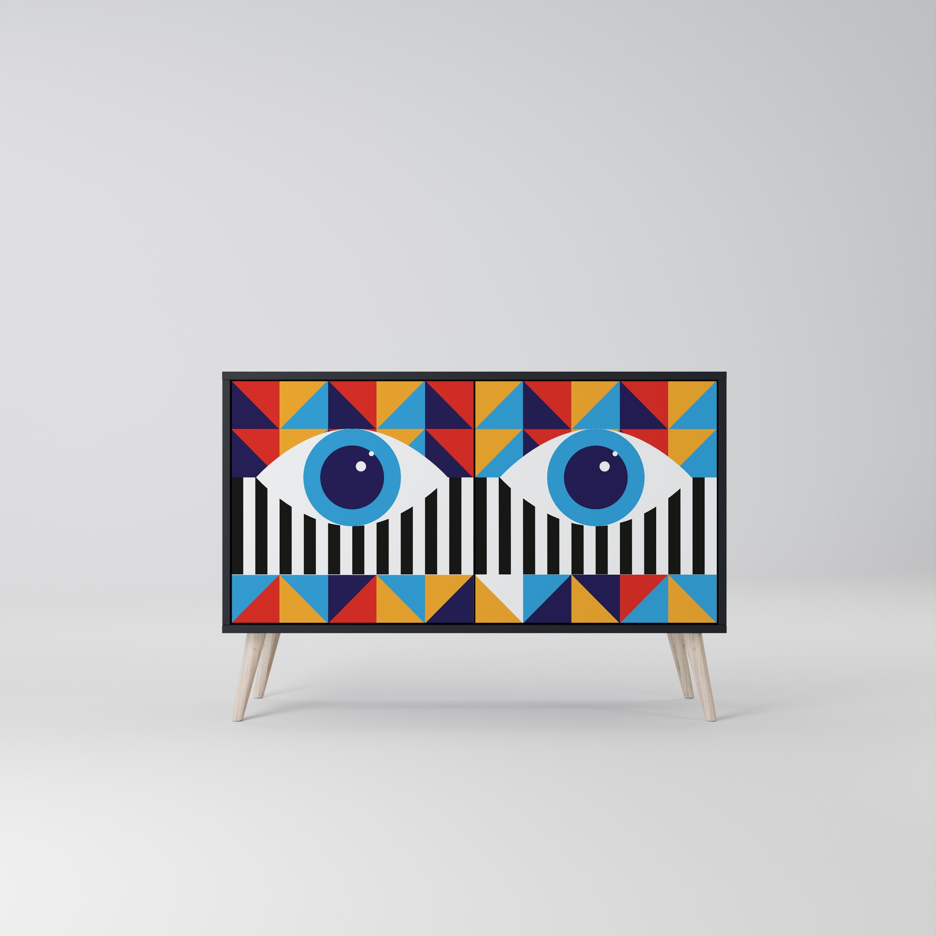 ABSTRACTION AND GEOMETRY Aparador de 2 Portas em Acabamento Preto