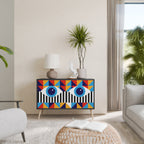 ABSTRACTION AND GEOMETRY Aparador de 2 Portas em Acabamento Preto