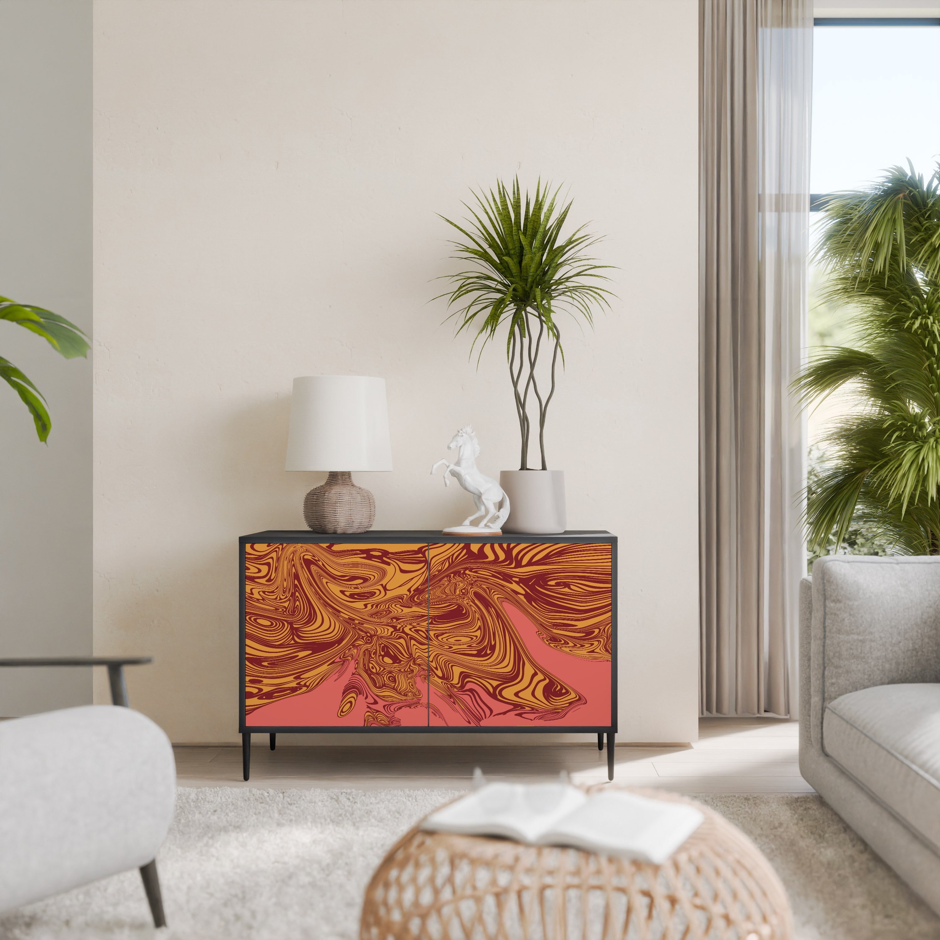 FLOATING THOUGHTS Aparador de 2 Portas em Acabamento Preto