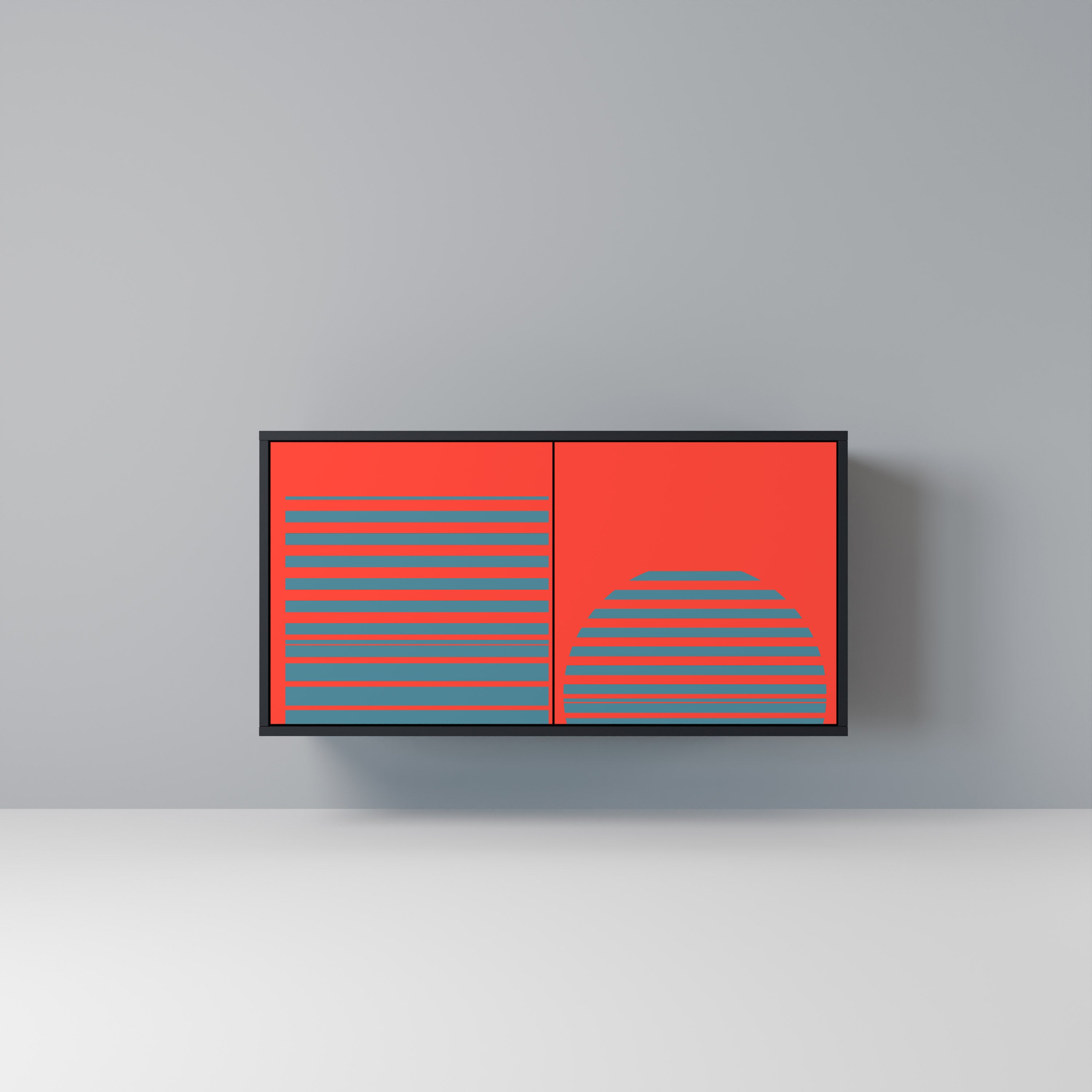 RISING GEOMETRY STARS Aparador de 2 Portas em Acabamento Preto