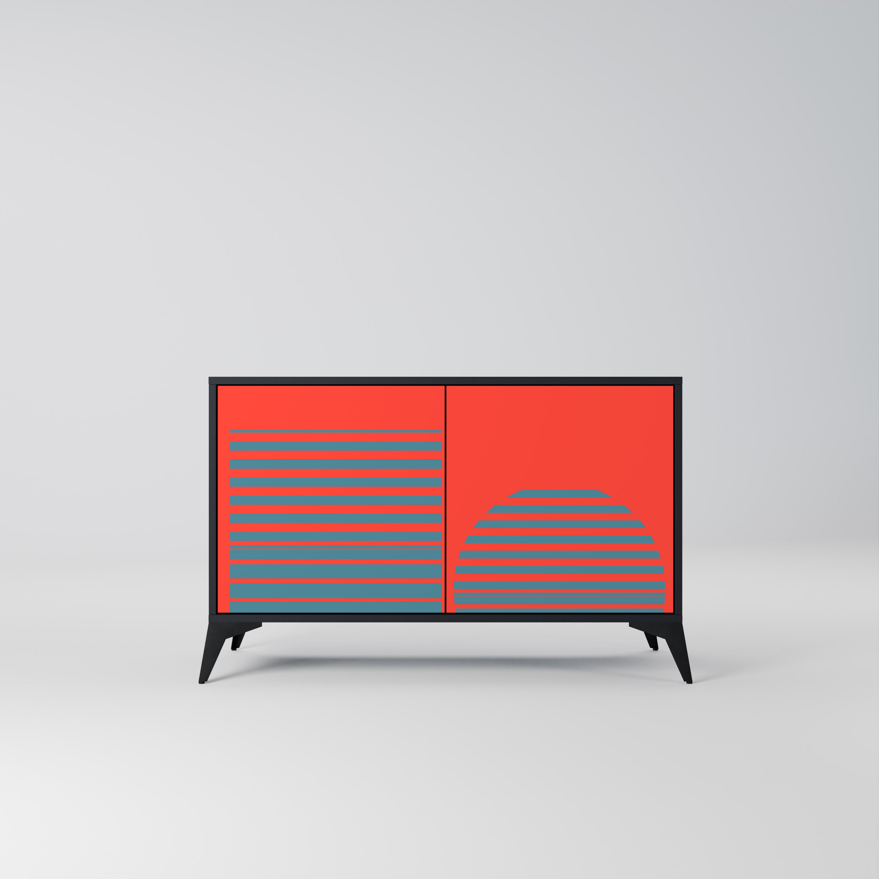 RISING GEOMETRY STARS Aparador de 2 Portas em Acabamento Preto