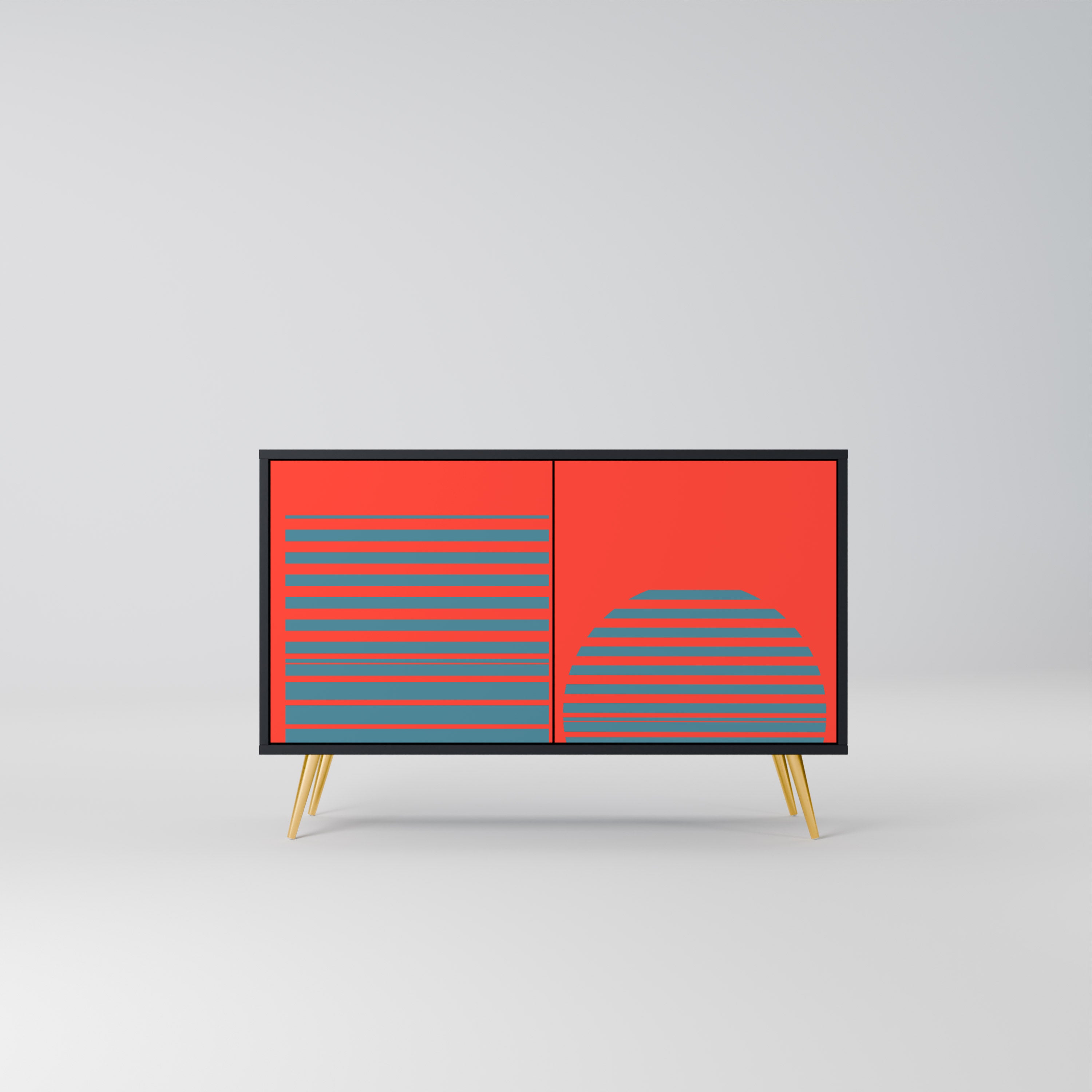 RISING GEOMETRY STARS Aparador de 2 Portas em Acabamento Preto