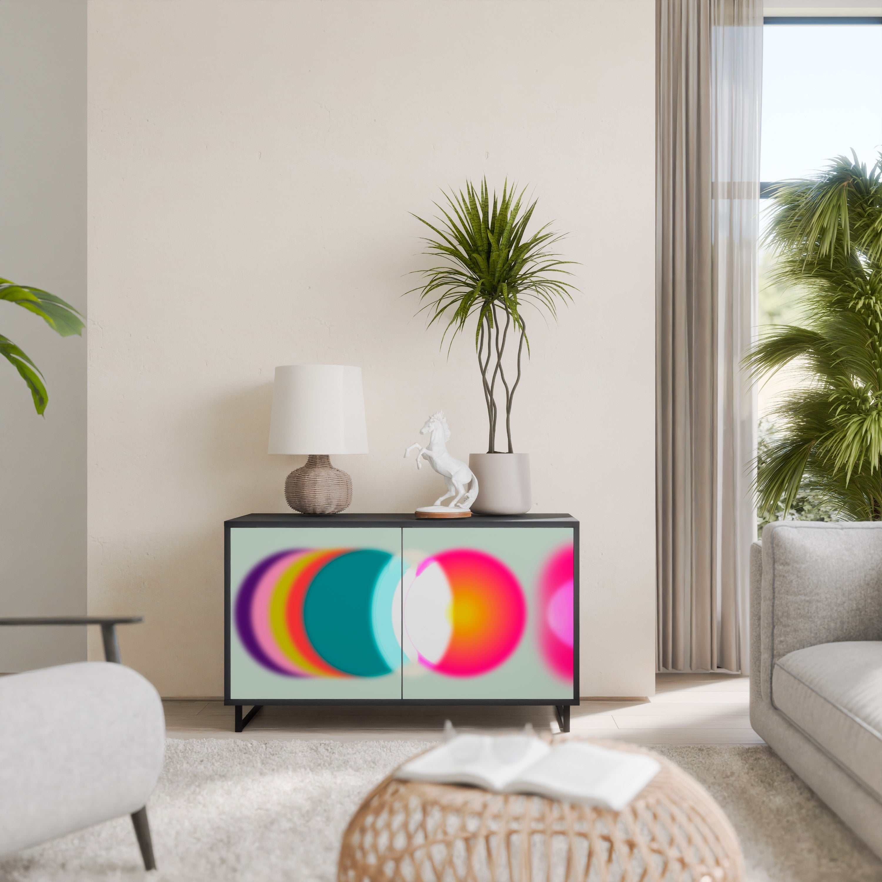 SYMPHONY OF COLORS Aparador de 2 Portas em Acabamento Preto