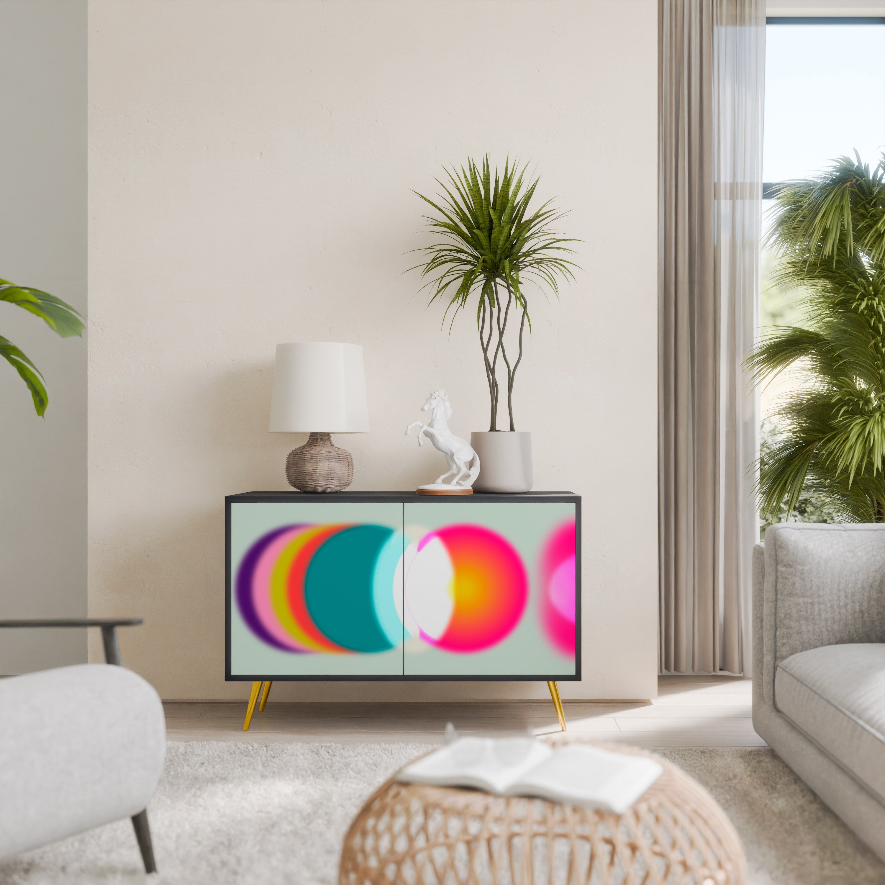 SYMPHONY OF COLORS Aparador de 2 Portas em Acabamento Preto