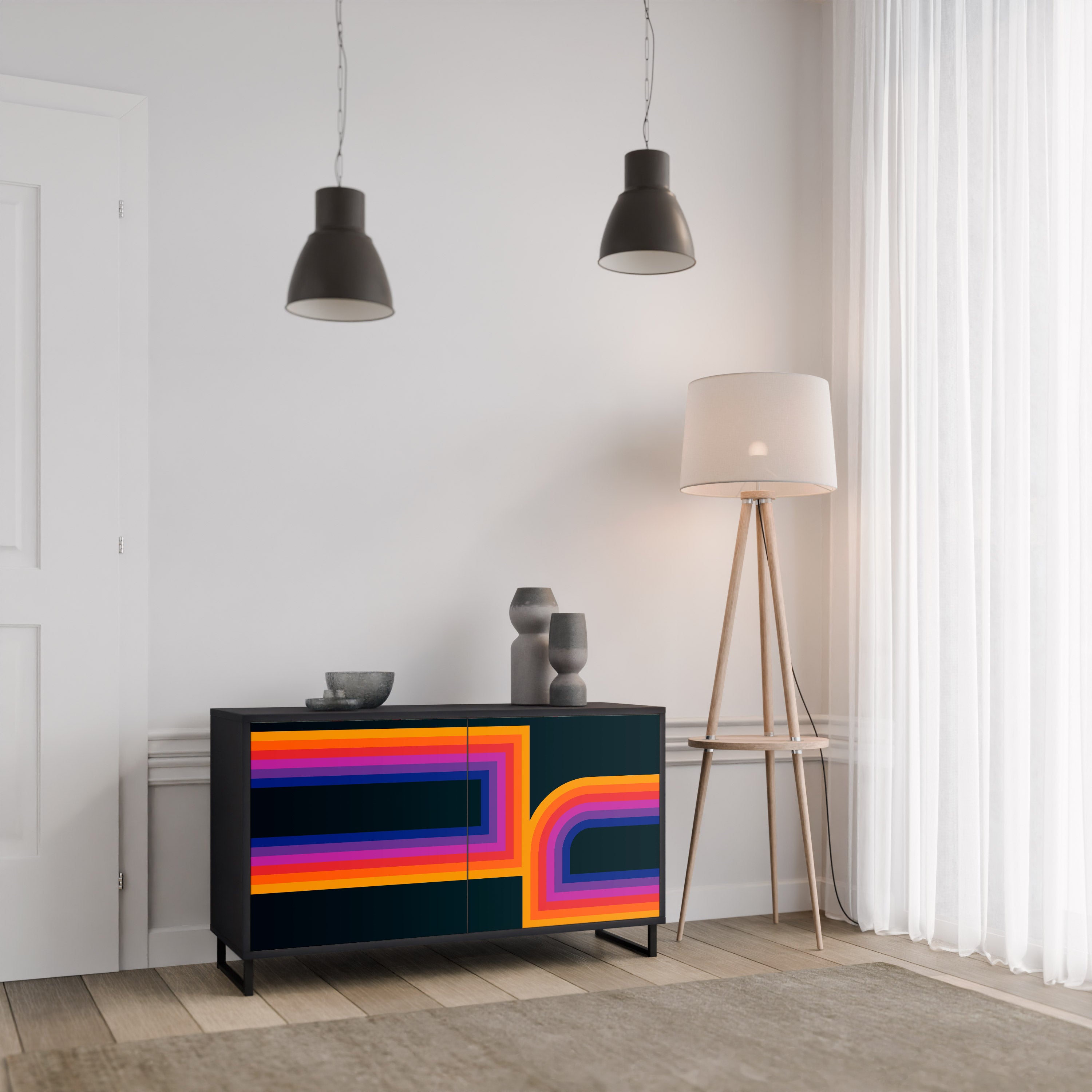 BLINDED BY THE LIGHTS 2-Door Sideboard in Black Finish