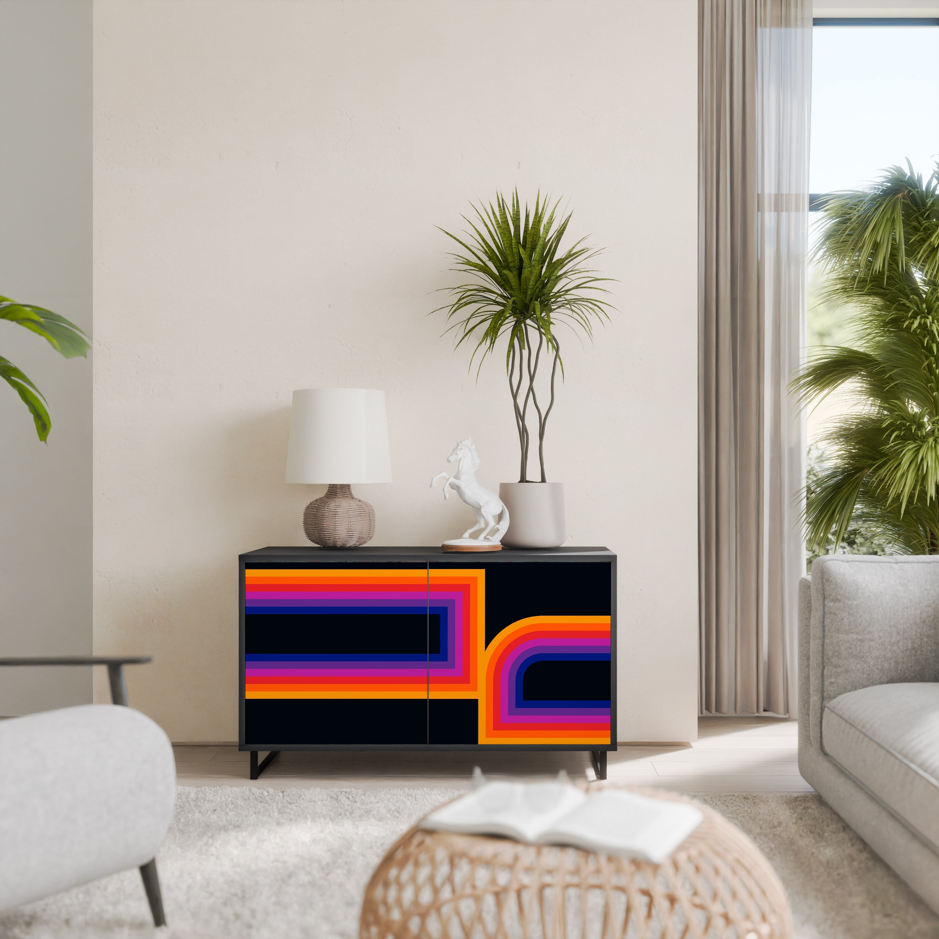 BLINDED BY THE LIGHTS 2-Door Sideboard in Black Finish