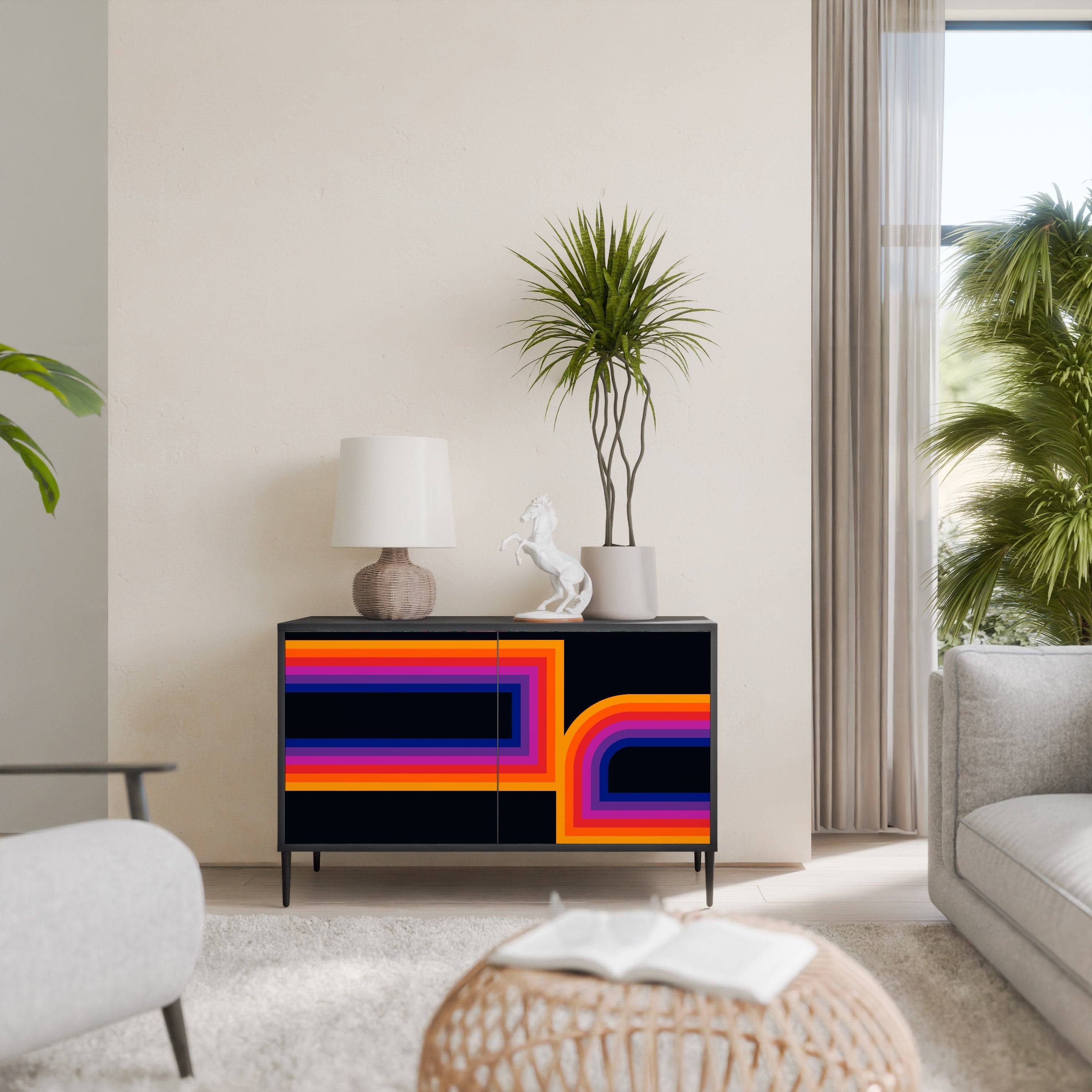 BLINDED BY THE LIGHTS Aparador de 2 Portas em Acabamento Preto