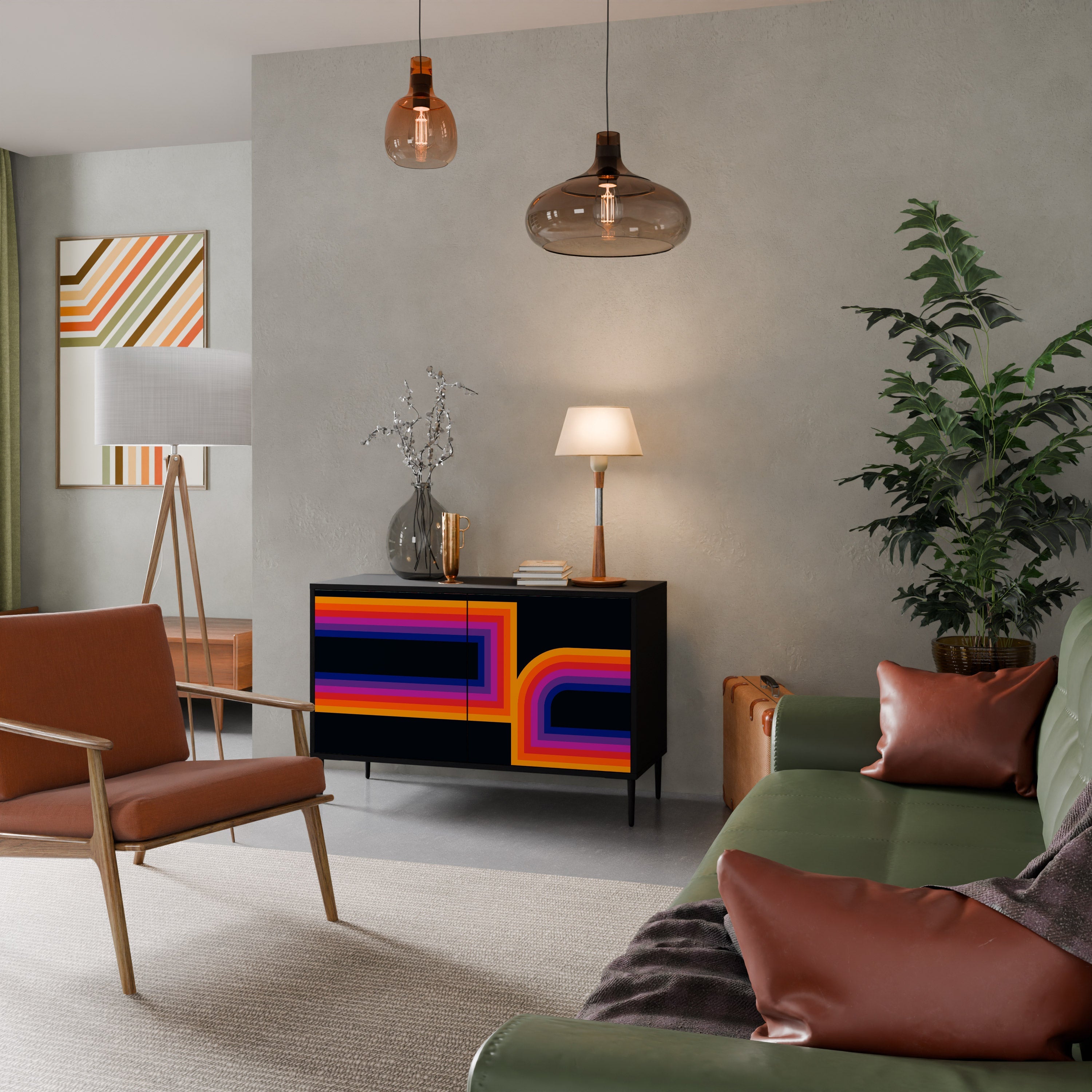 BLINDED BY THE LIGHTS Aparador de 2 Portas em Acabamento Preto