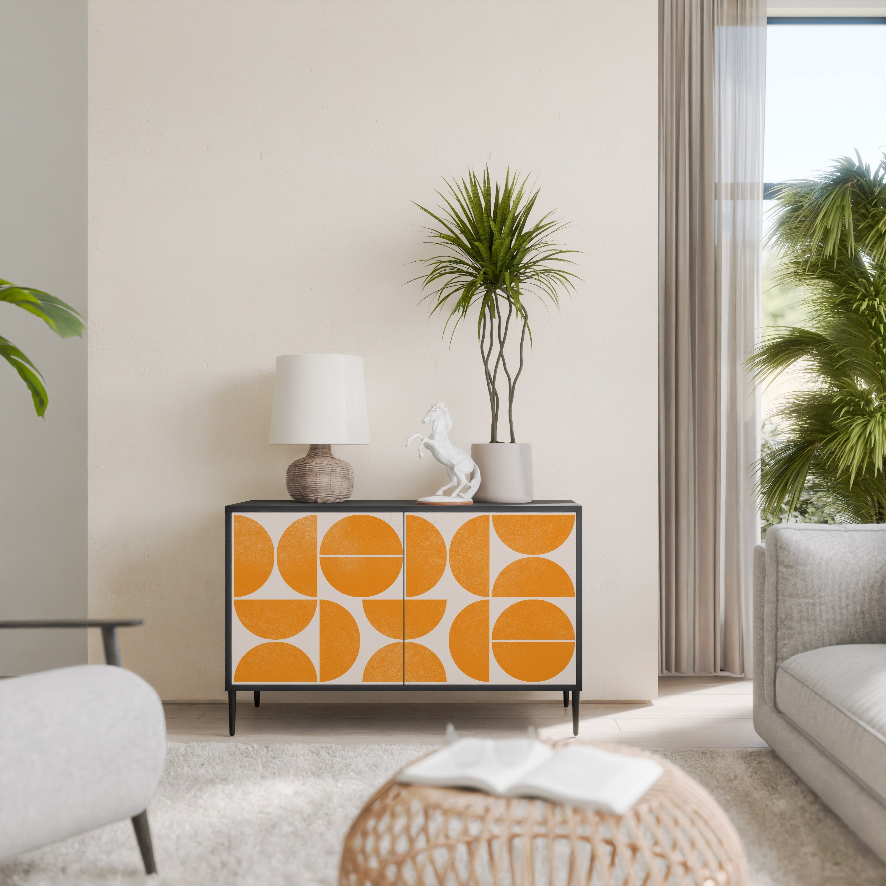 RECURRING DREAMS Aparador de 2 Portas em Acabamento Preto