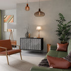 WAVES OF CONCRETE Aparador de 2 Portas em Acabamento Preto