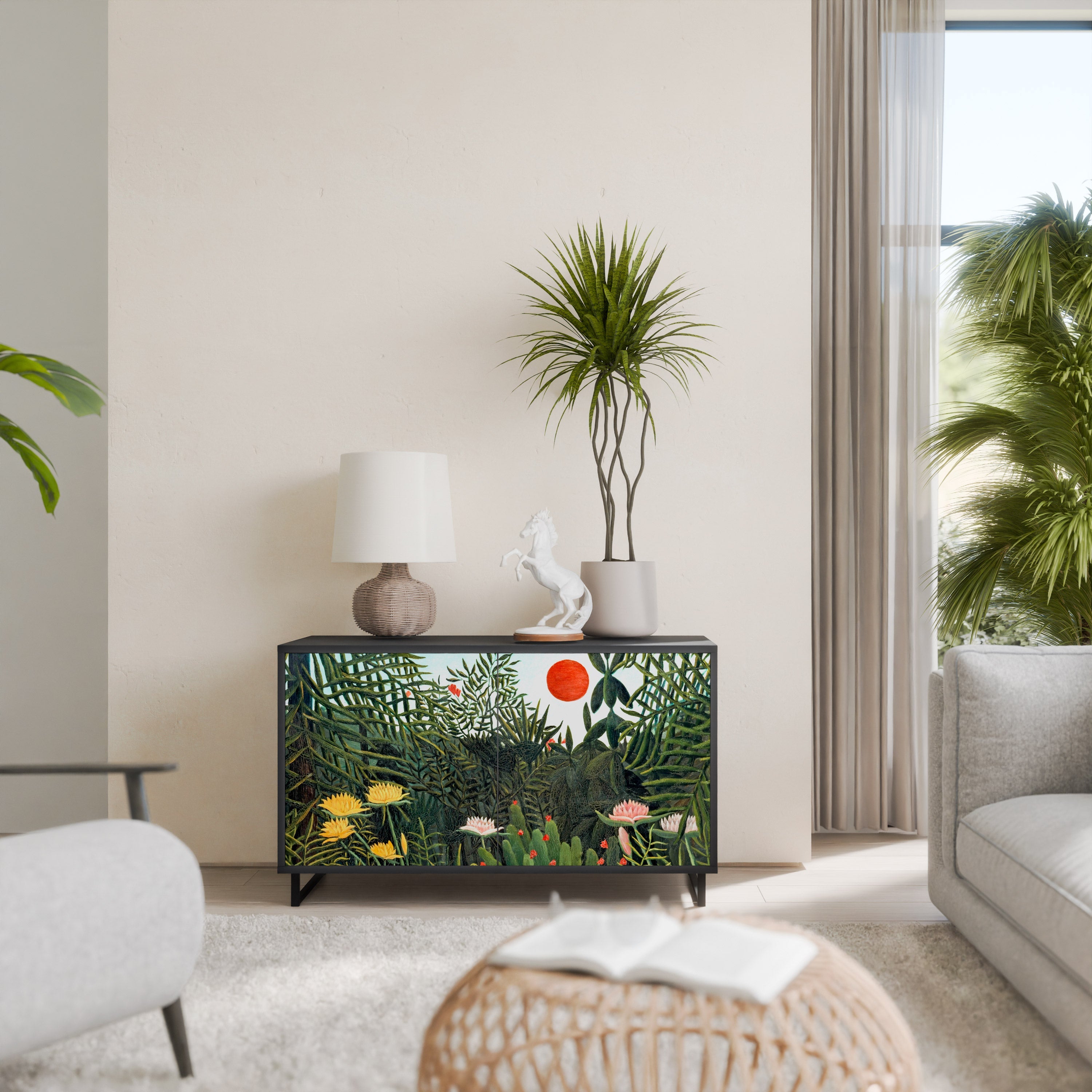 VIRGIN FOREST WITH SUNSET Aparador de 2 Portas em Acabamento Preto