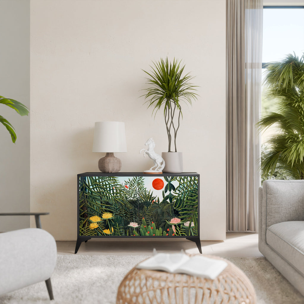 VIRGIN FOREST WITH SUNSET Aparador de 2 Portas em Acabamento Preto