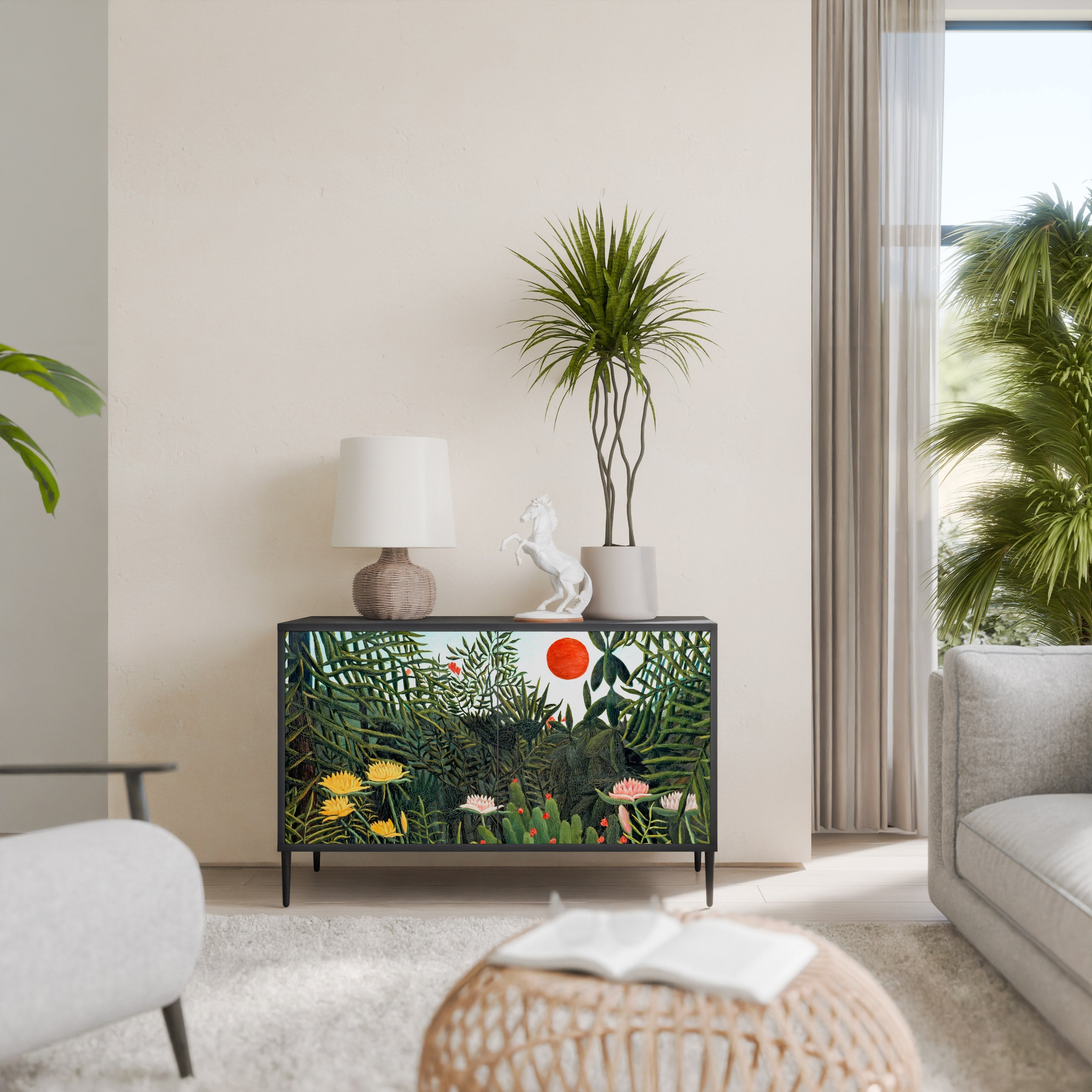 VIRGIN FOREST WITH SUNSET Aparador de 2 Portas em Acabamento Preto