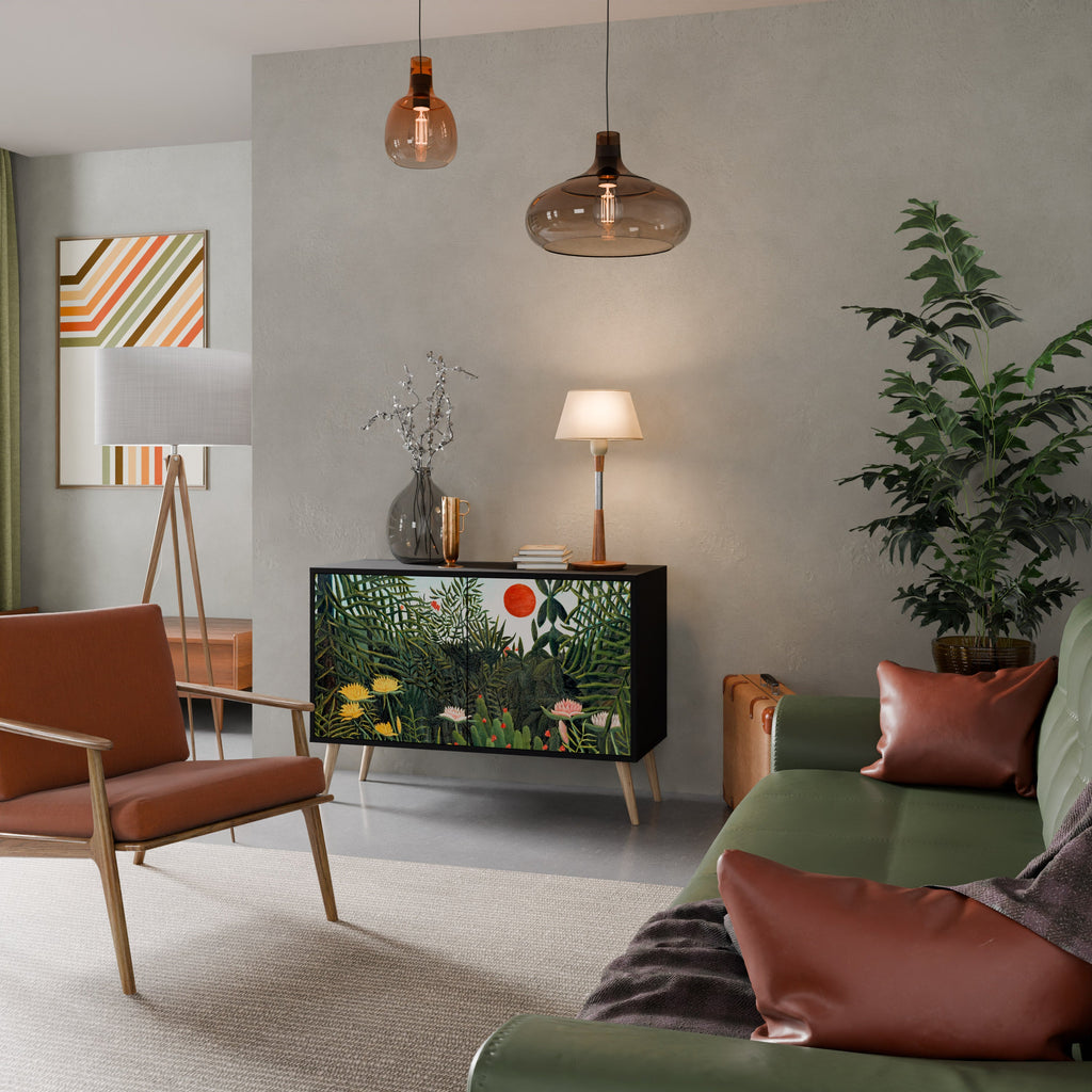 VIRGIN FOREST WITH SUNSET Aparador de 2 Portas em Acabamento Preto