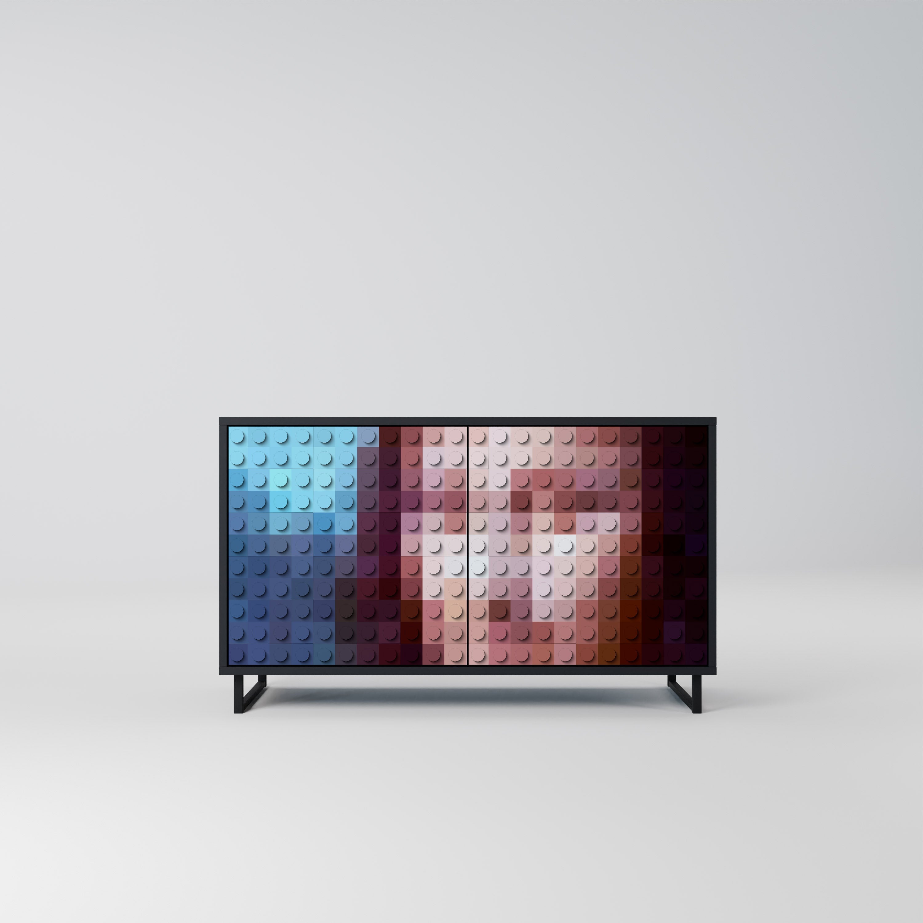 CONSTRUCTIVE ART Aparador de 2 Portas em Acabamento Preto