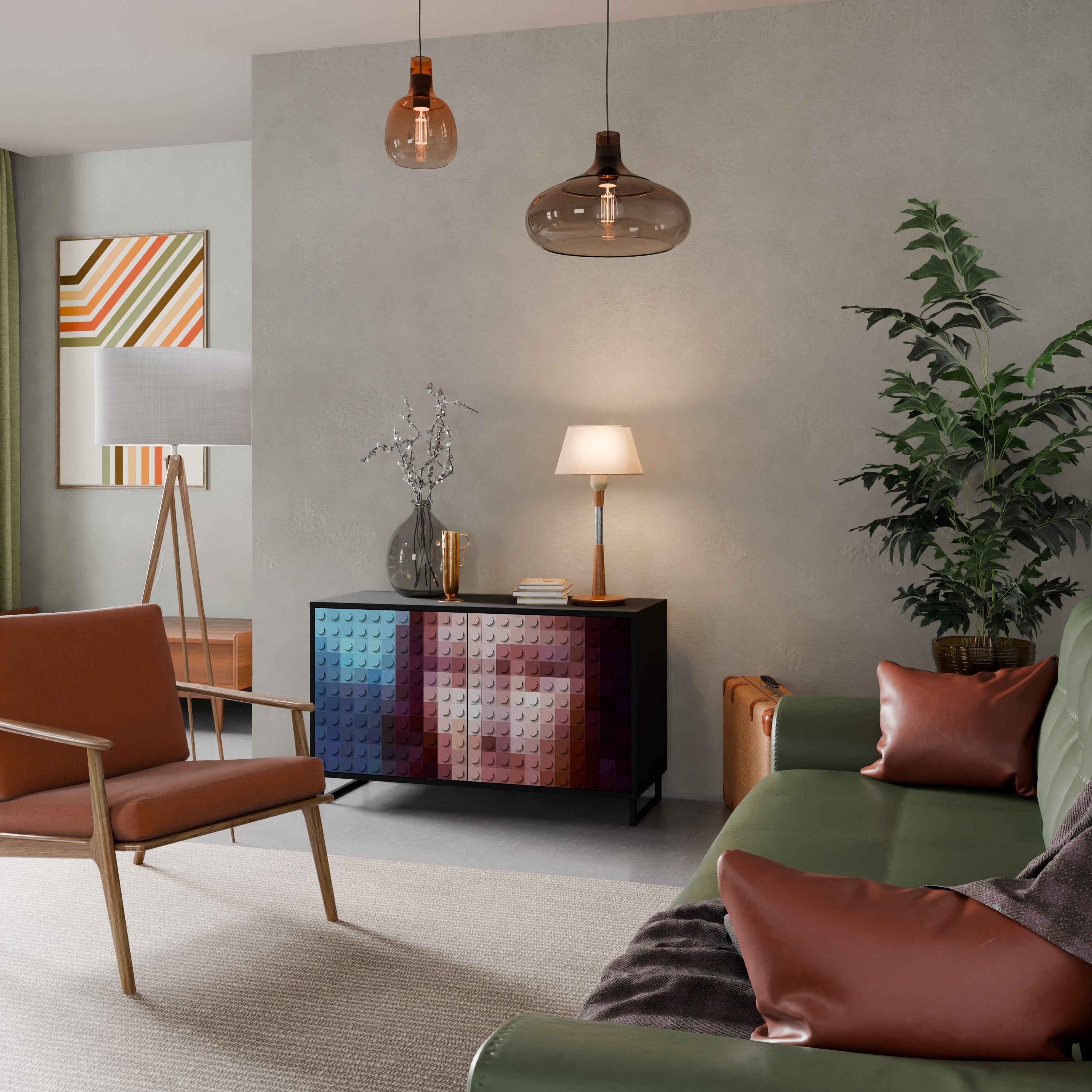 CONSTRUCTIVE ART Aparador de 2 Portas em Acabamento Preto