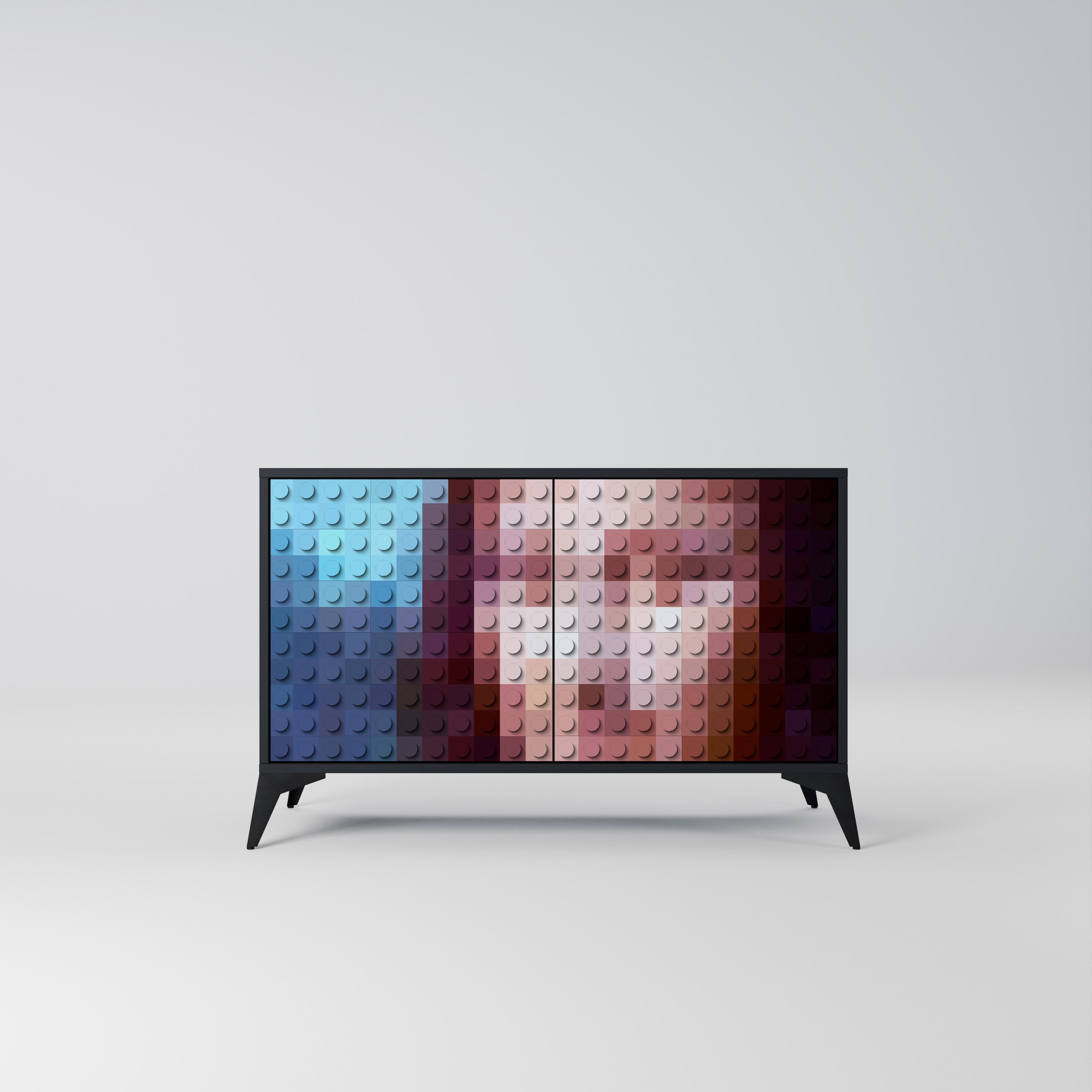 CONSTRUCTIVE ART Aparador de 2 Portas em Acabamento Preto