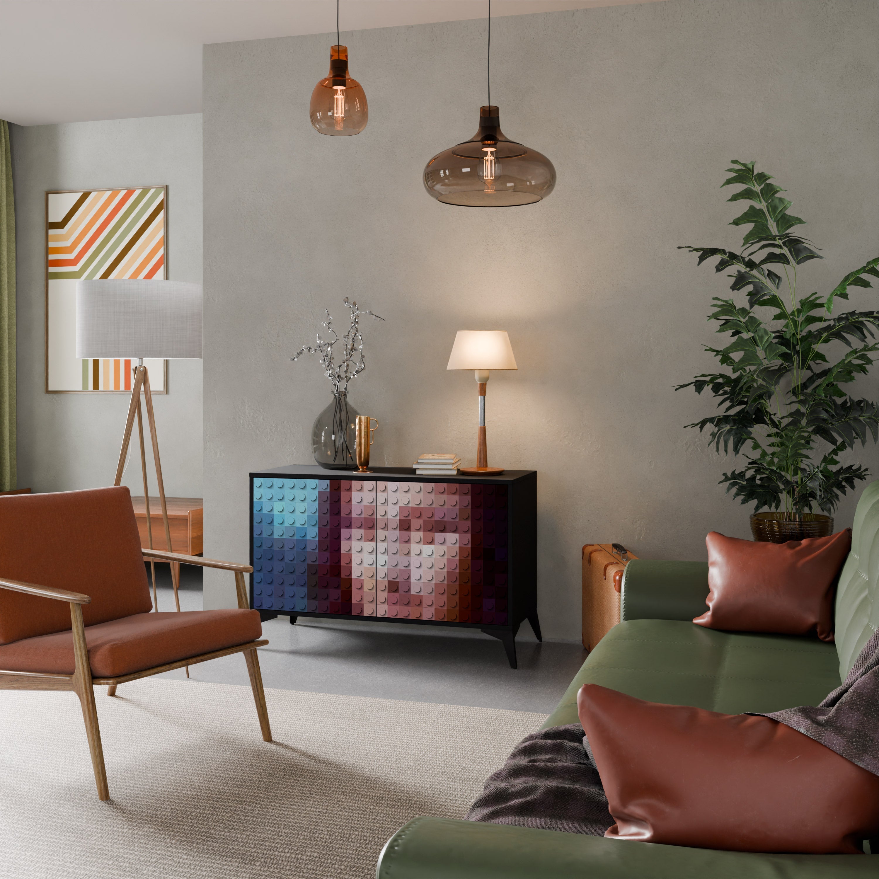 CONSTRUCTIVE ART Aparador de 2 Portas em Acabamento Preto