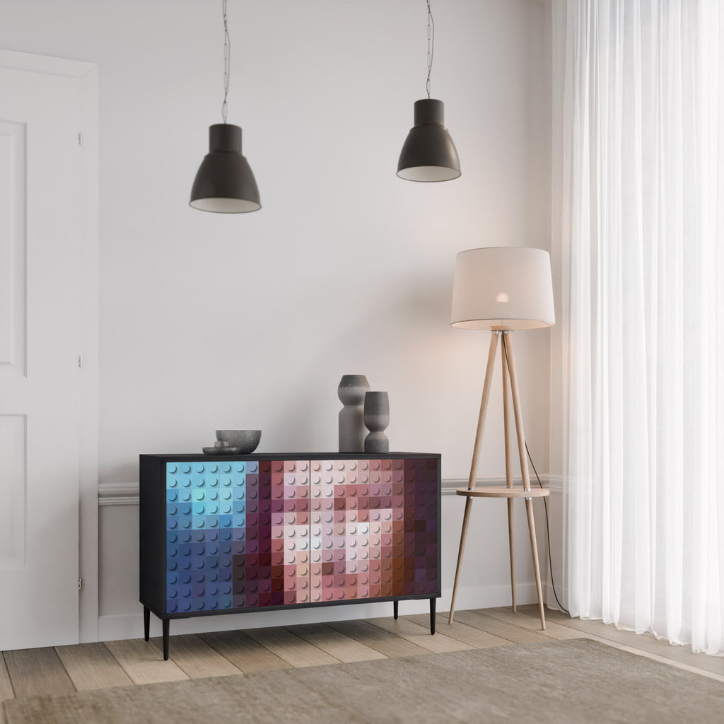 CONSTRUCTIVE ART Aparador de 2 Portas em Acabamento Preto