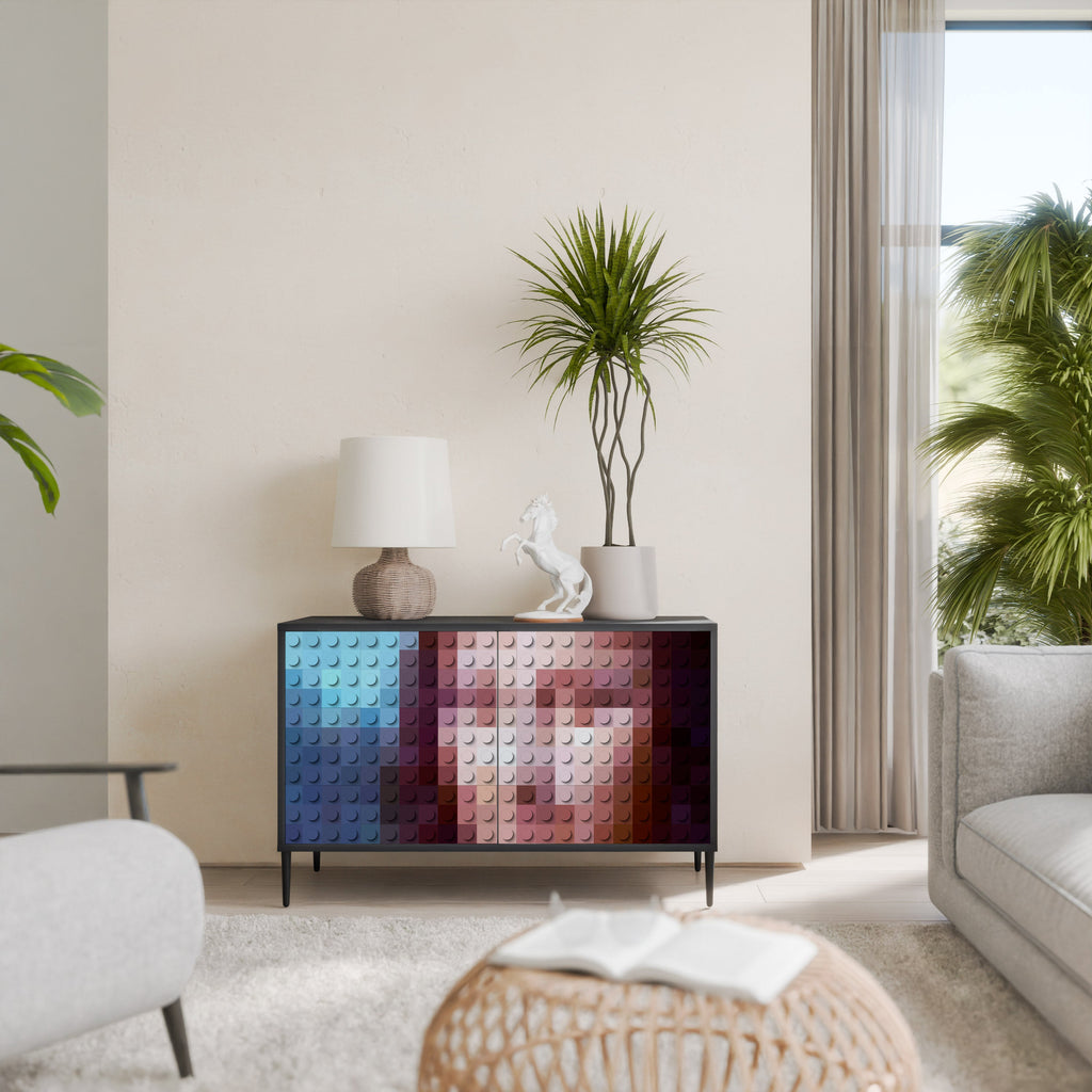 CONSTRUCTIVE ART Aparador de 2 Portas em Acabamento Preto