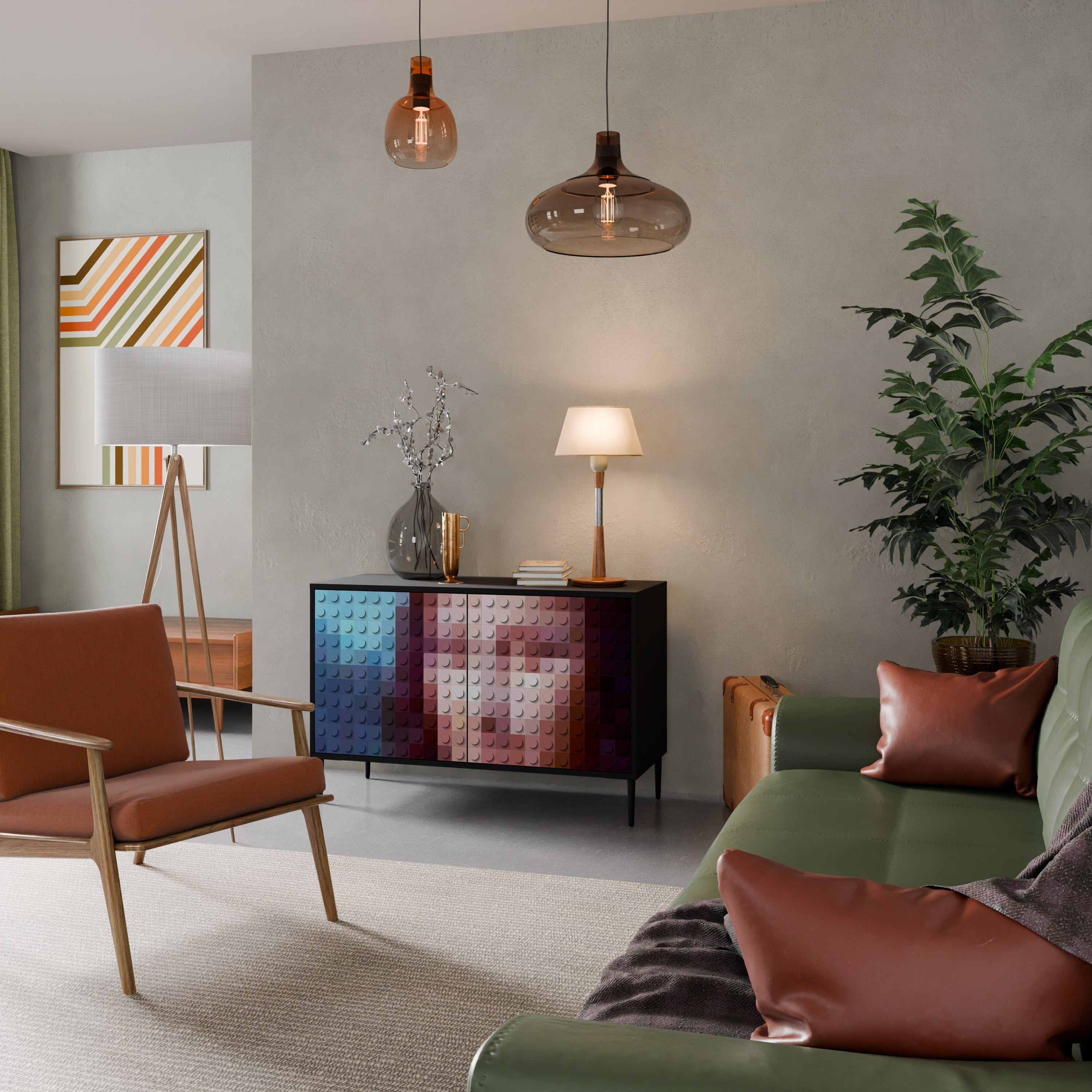 CONSTRUCTIVE ART Aparador de 2 Portas em Acabamento Preto