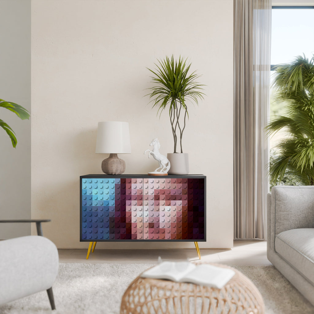 CONSTRUCTIVE ART Aparador de 2 Portas em Acabamento Preto