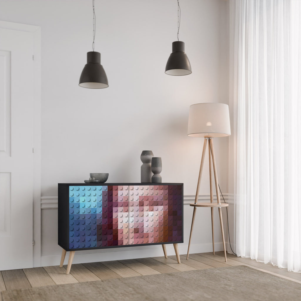 CONSTRUCTIVE ART Aparador de 2 Portas em Acabamento Preto