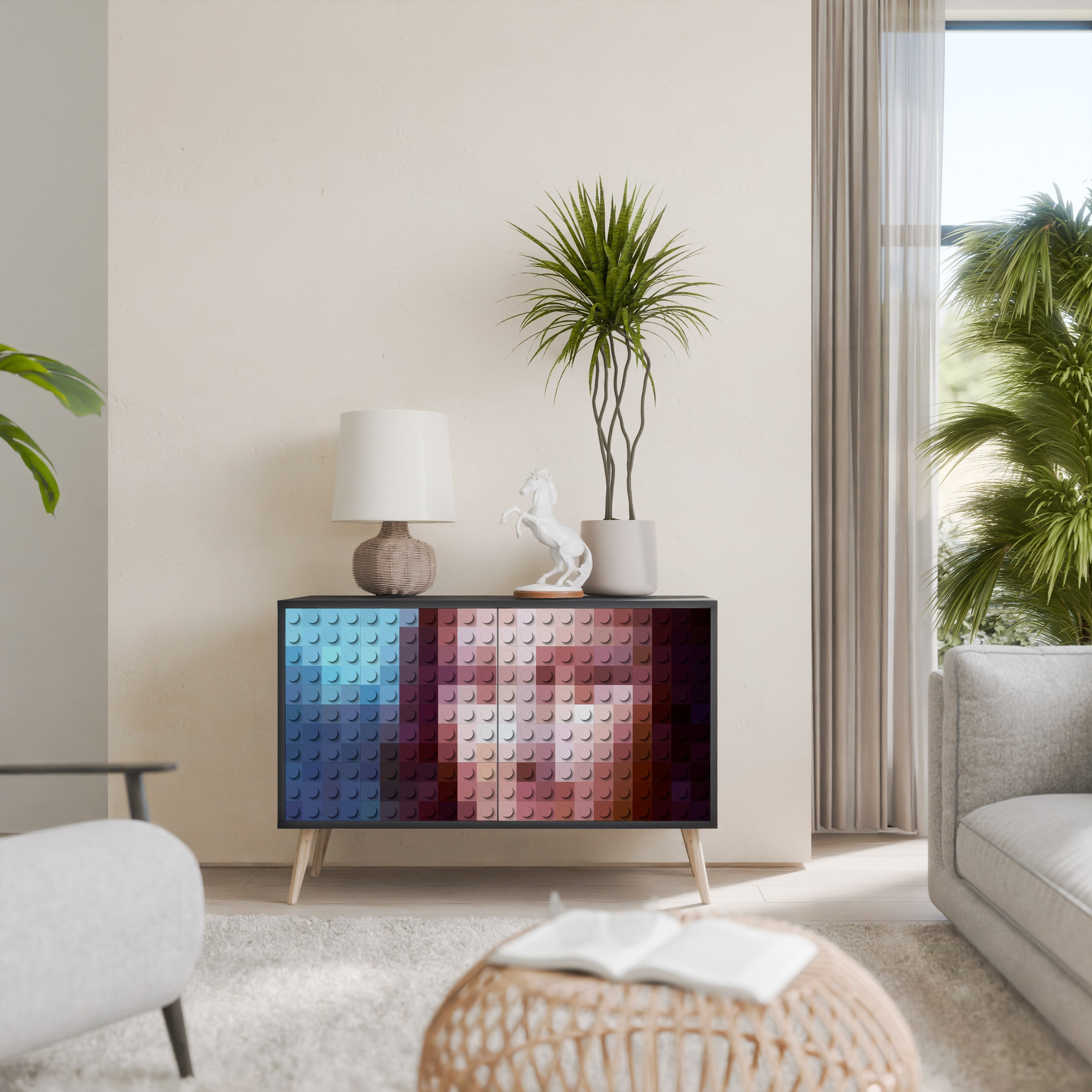 CONSTRUCTIVE ART Aparador de 2 Portas em Acabamento Preto