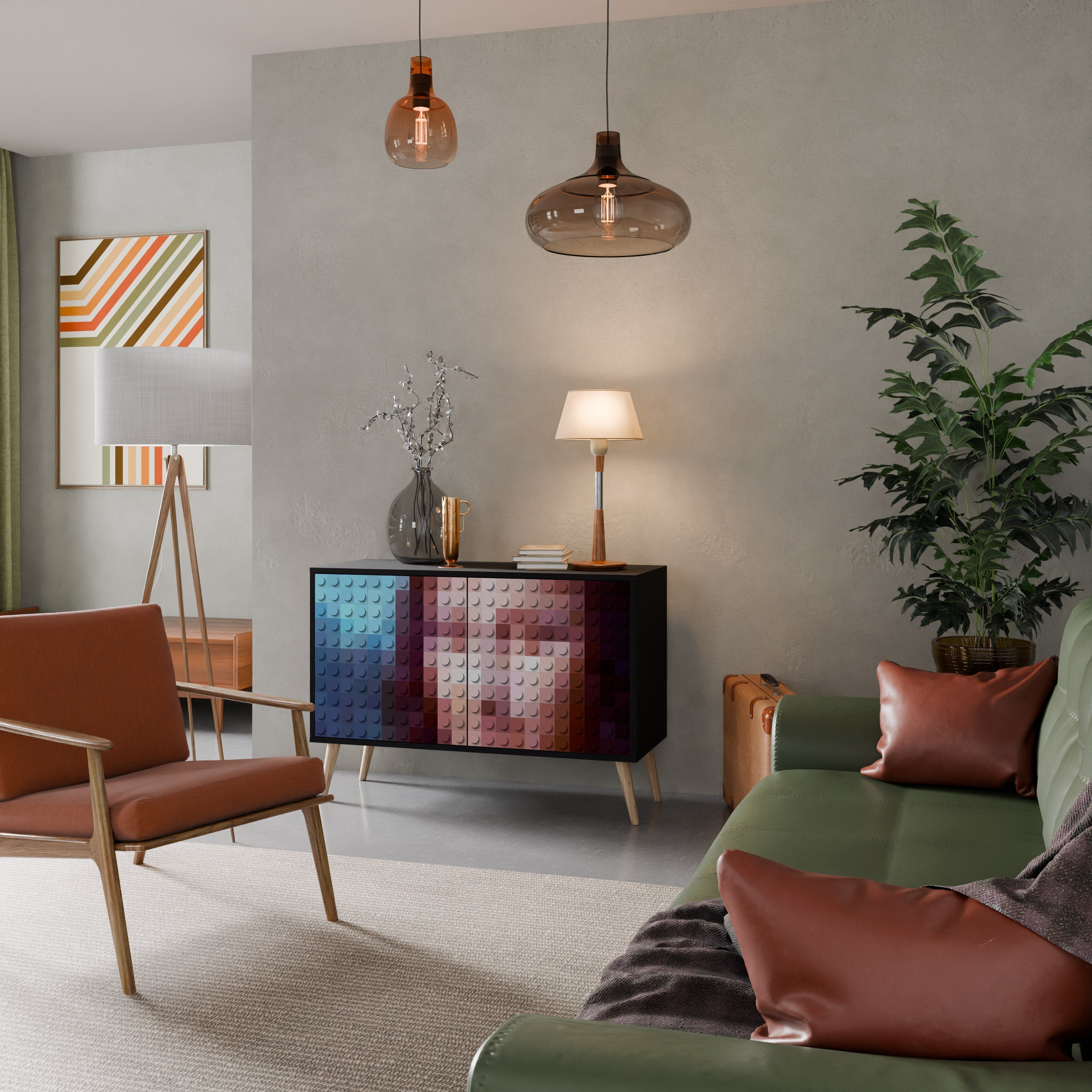 CONSTRUCTIVE ART Aparador de 2 Portas em Acabamento Preto