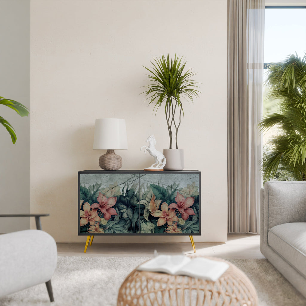 HEAVENLY BLOOM 2-Door Sideboard in Black Finish