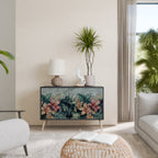 HEAVENLY BLOOM 2-Door Sideboard in Black Finish