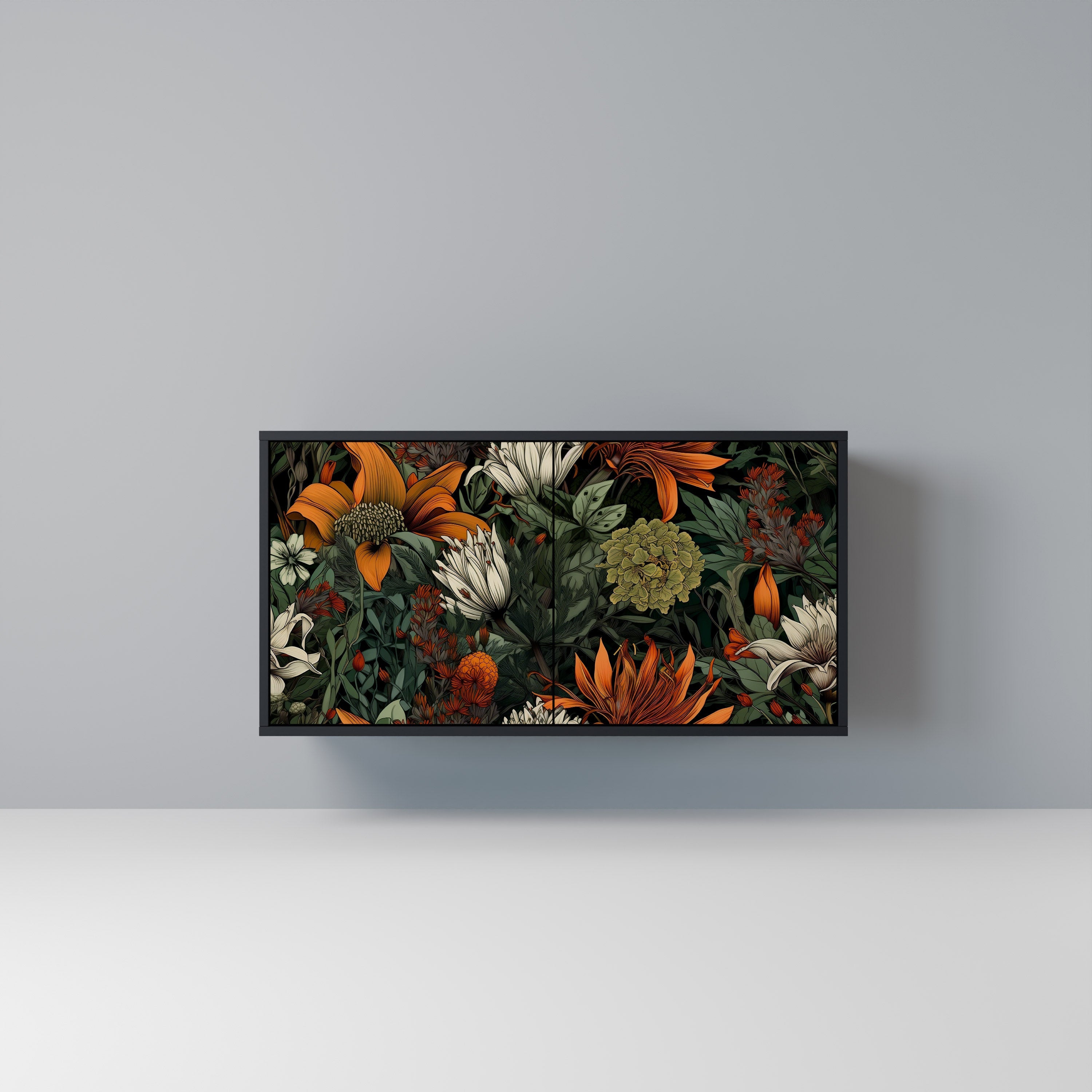 MIDNIGHT SPROUT Aparador de 2 Portas em Acabamento Preto