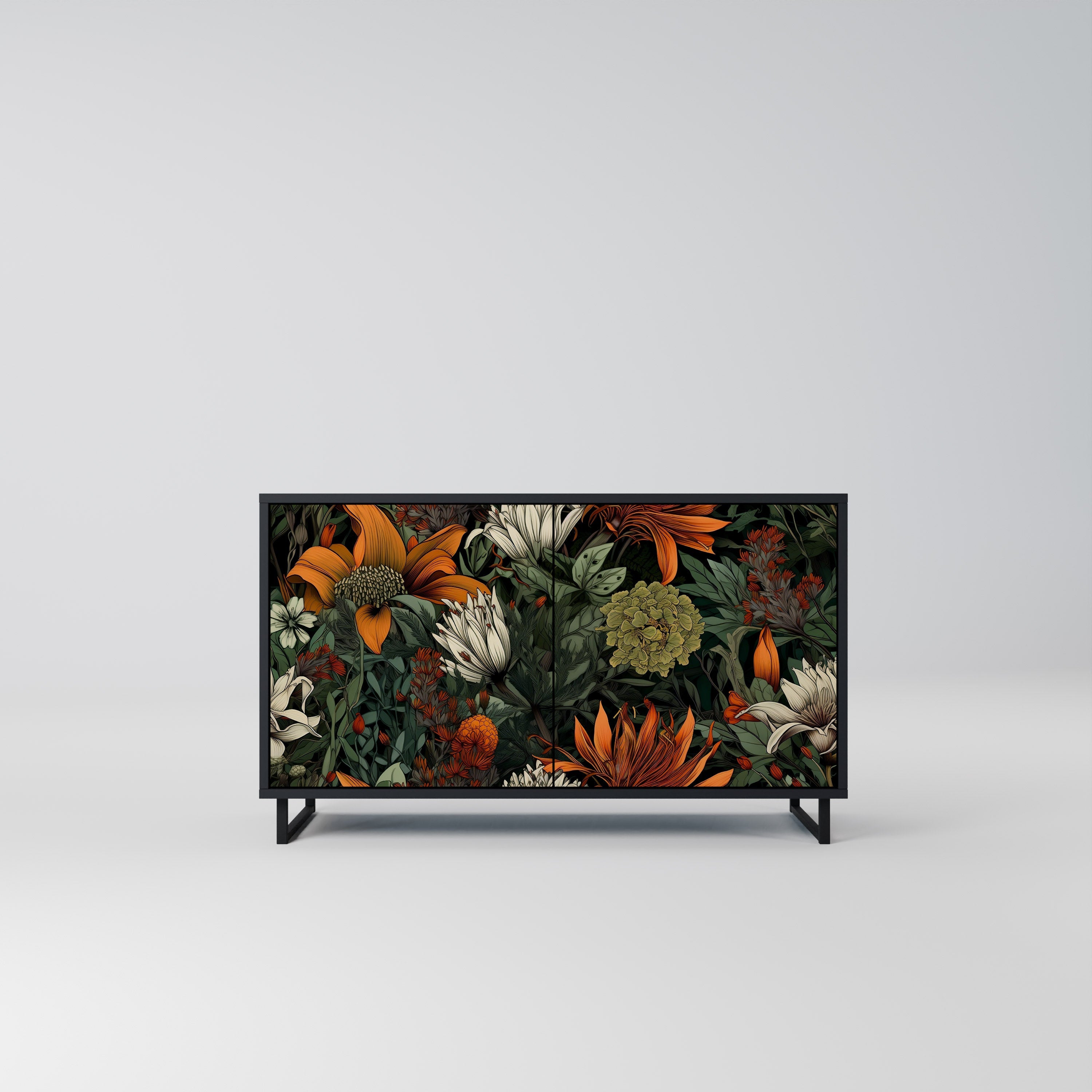 MIDNIGHT SPROUT Aparador de 2 Portas em Acabamento Preto