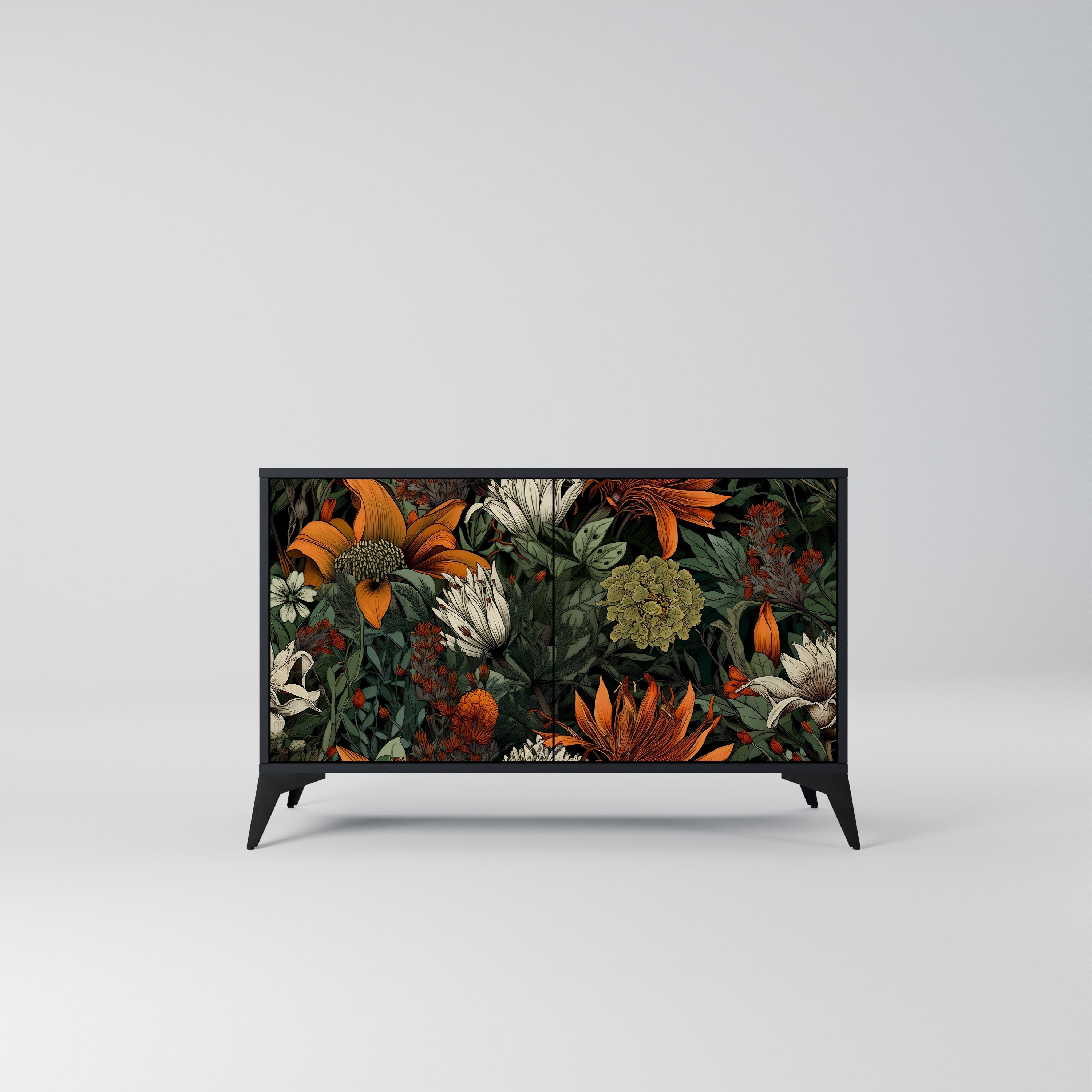 MIDNIGHT SPROUT Aparador de 2 Portas em Acabamento Preto