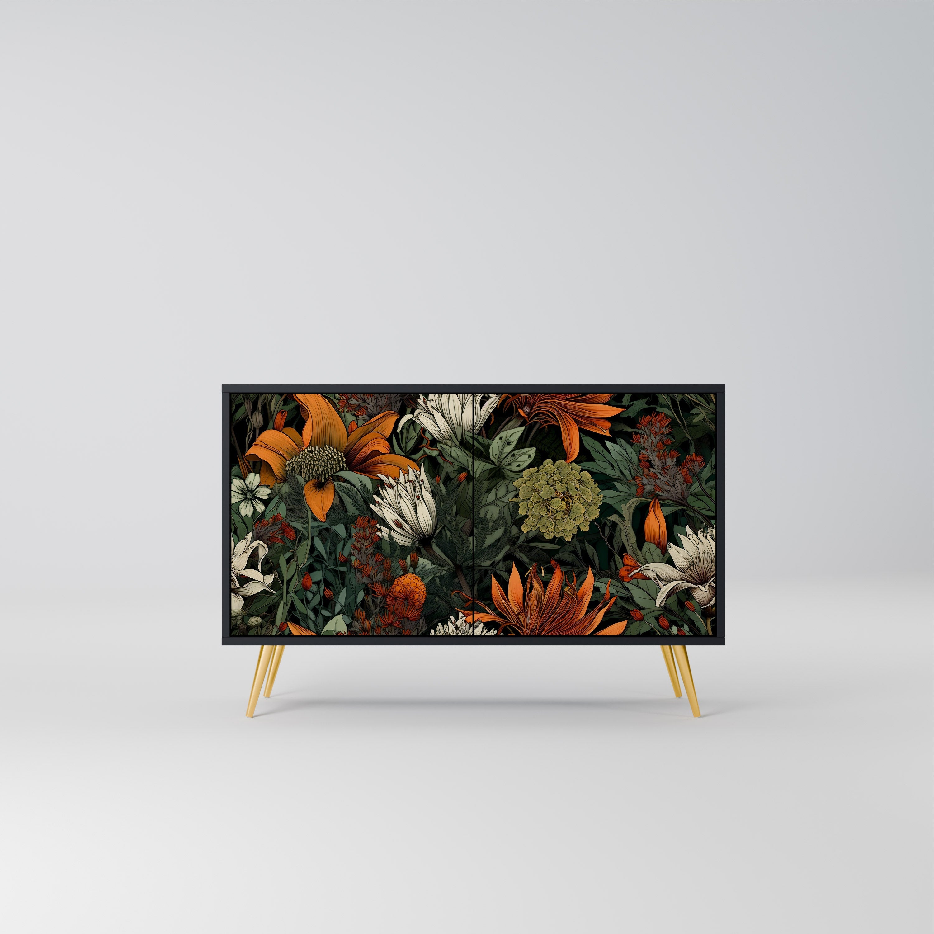 MIDNIGHT SPROUT Aparador de 2 Portas em Acabamento Preto