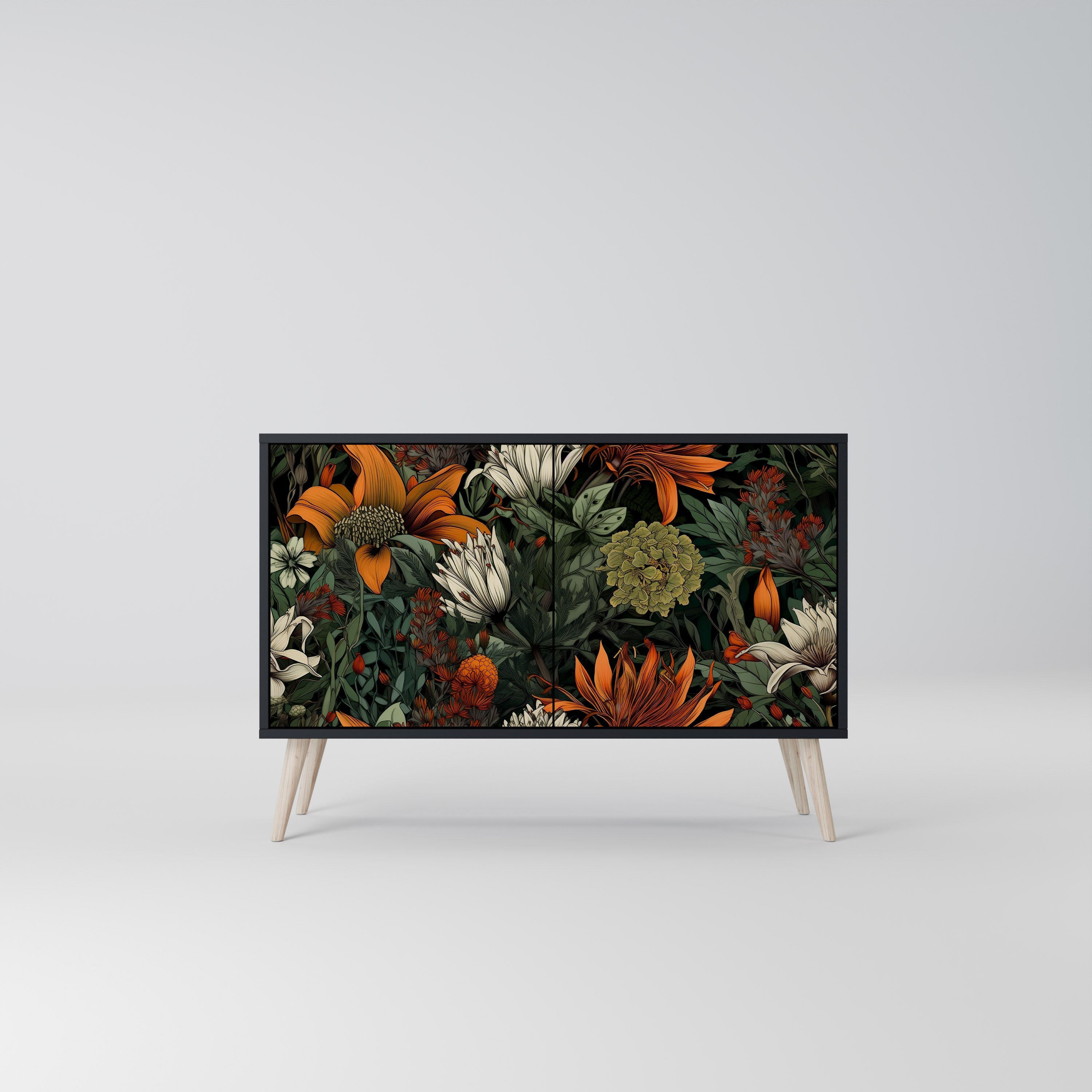 MIDNIGHT SPROUT Aparador de 2 Portas em Acabamento Preto