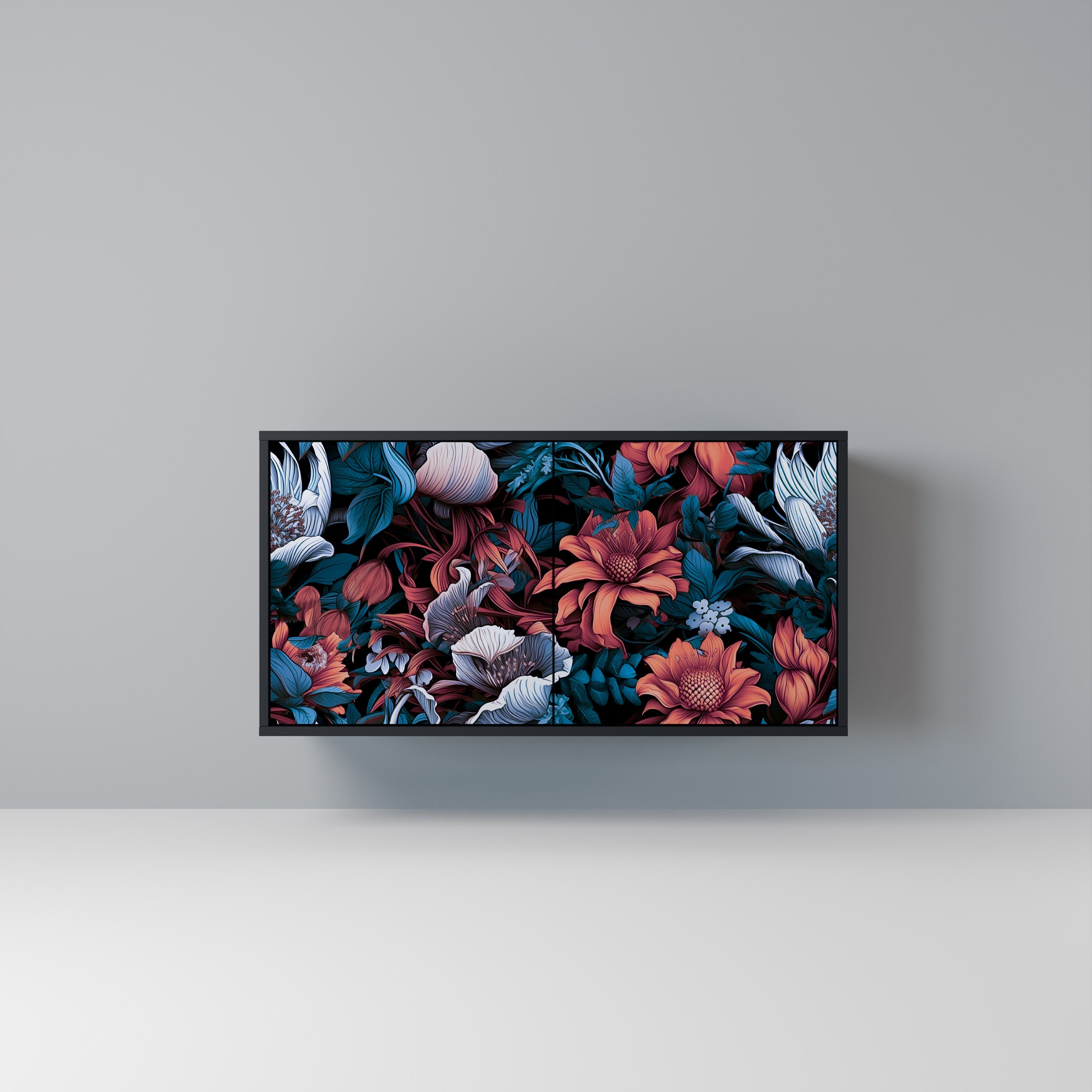 ETHEREAL BLOSSOMS Aparador de 2 Portas em Acabamento Preto