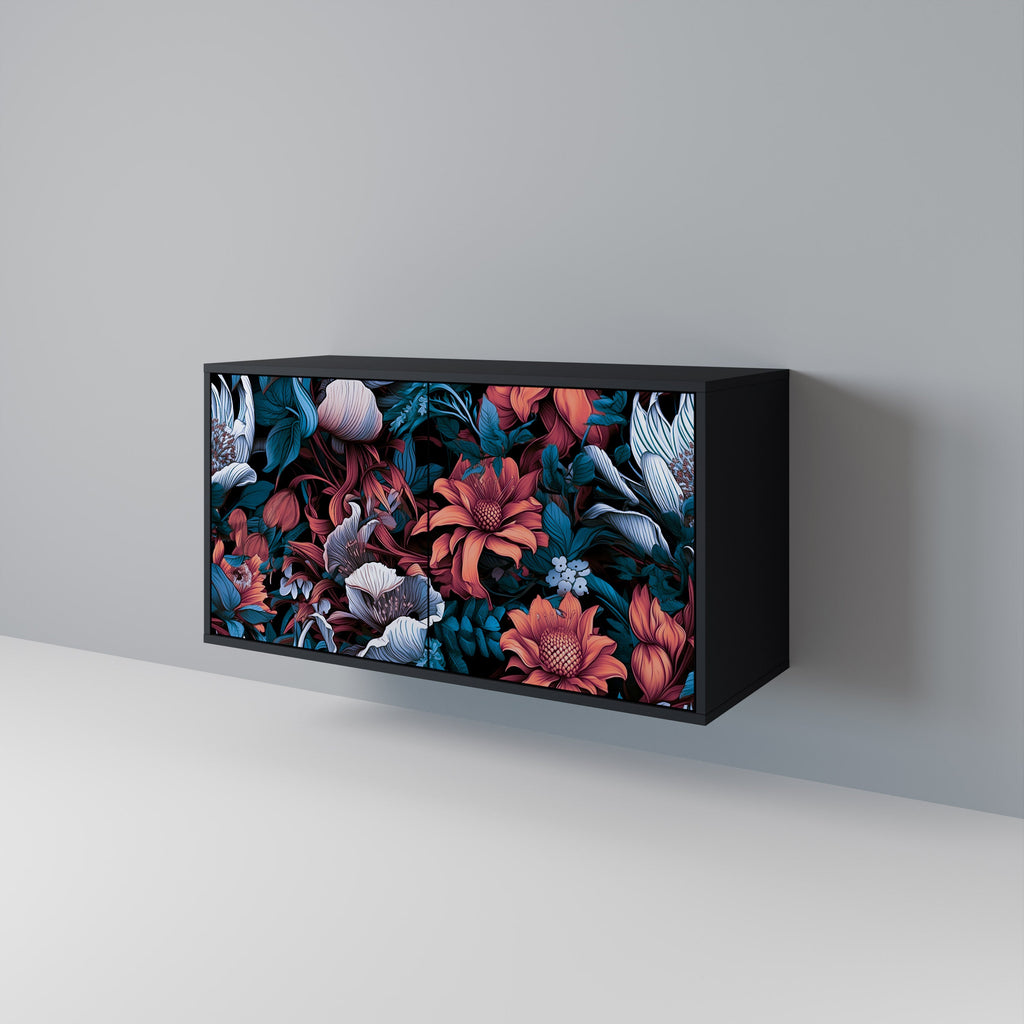 ETHEREAL BLOSSOMS 2-Door Sideboard in Black Finish