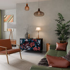 ETHEREAL BLOSSOMS 2-Door Sideboard in Black Finish