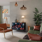 ETHEREAL BLOSSOMS 2-Door Sideboard in Black Finish