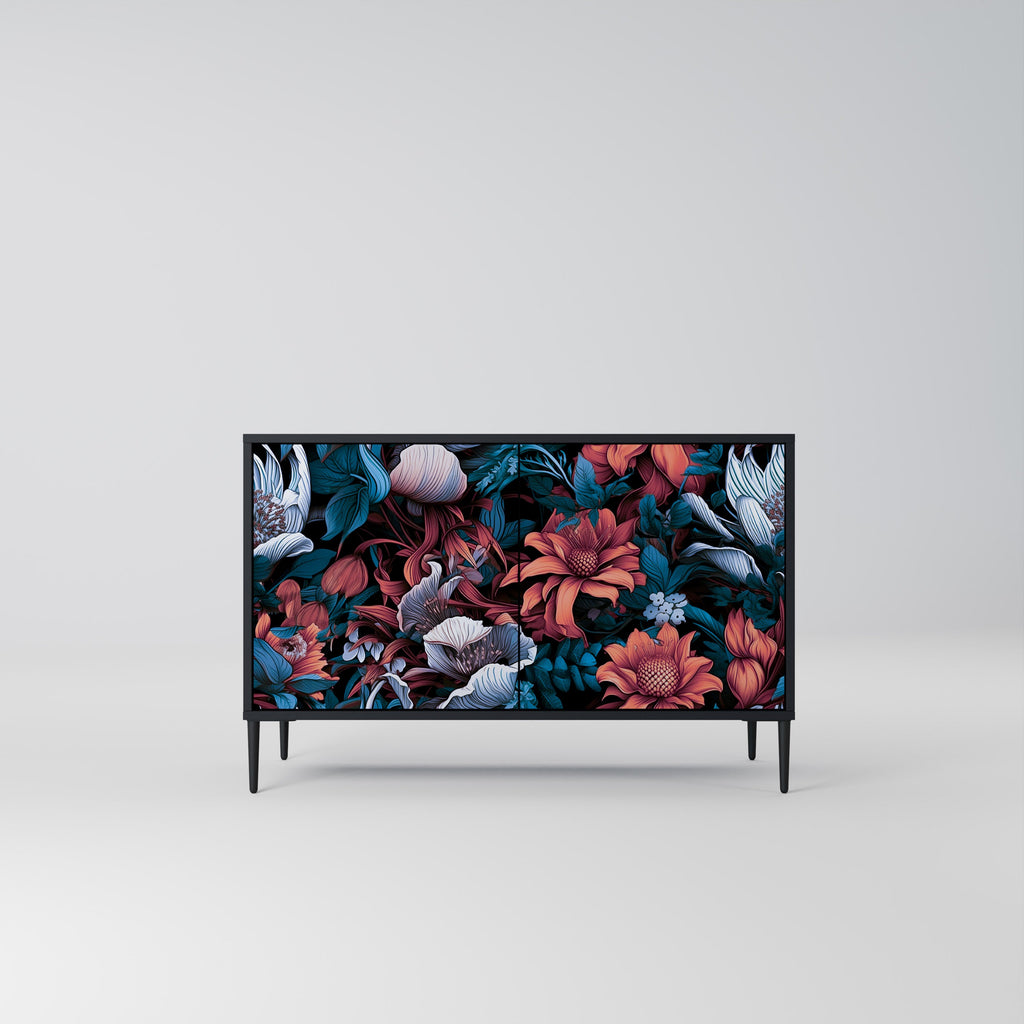 ETHEREAL BLOSSOMS 2-Door Sideboard in Black Finish