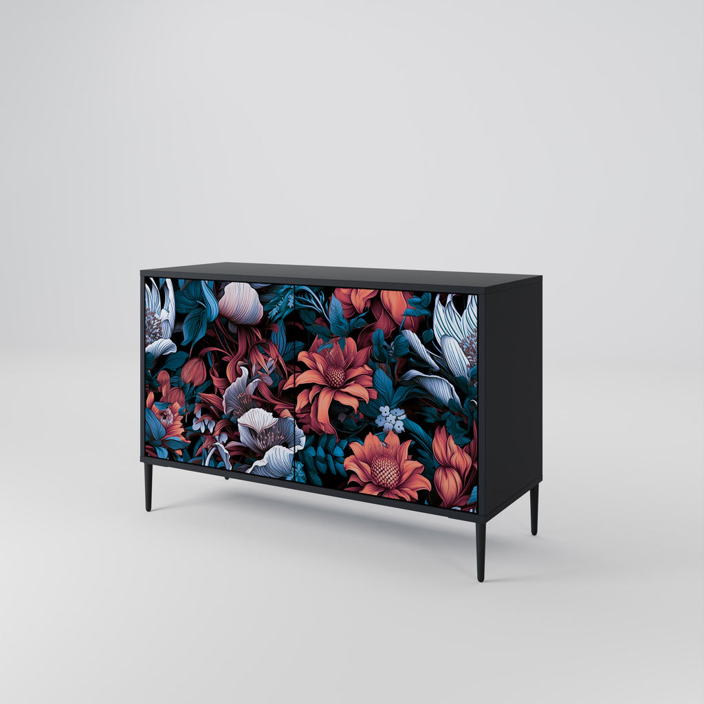 ETHEREAL BLOSSOMS 2-Door Sideboard in Black Finish