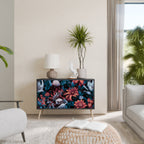 ETHEREAL BLOSSOMS 2-Door Sideboard in Black Finish