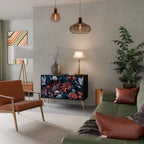 ETHEREAL BLOSSOMS 2-Door Sideboard in Black Finish